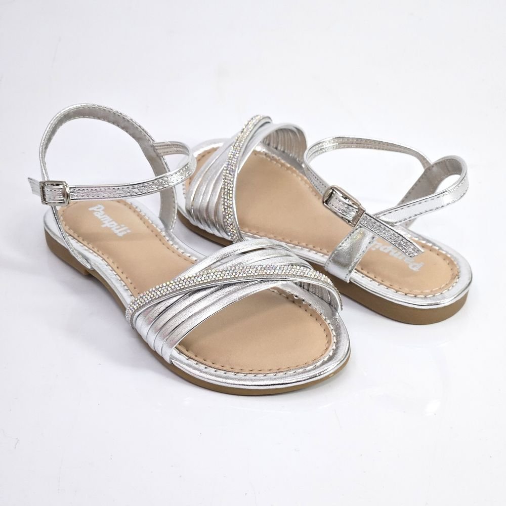 Sandália Infantil Pampili Cherrie Com Brilho Prata 3