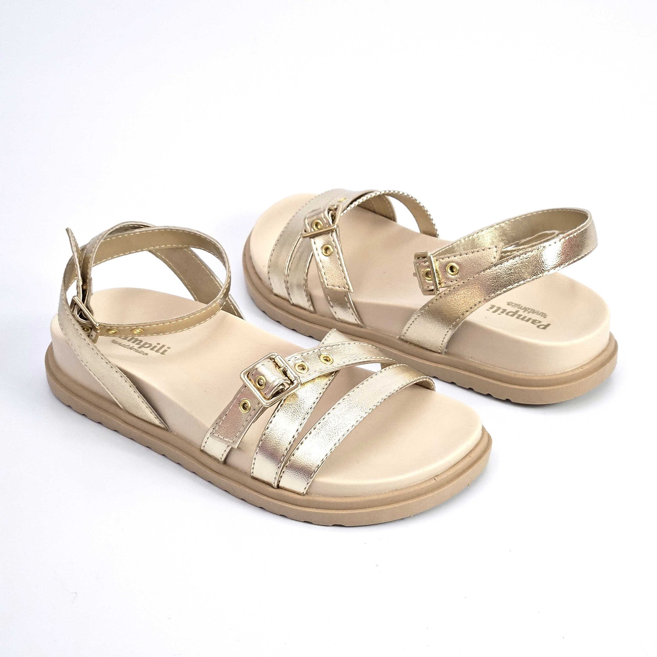 Sandália Infantil Pampili Olivia Com Tornozeleira Dourado 2