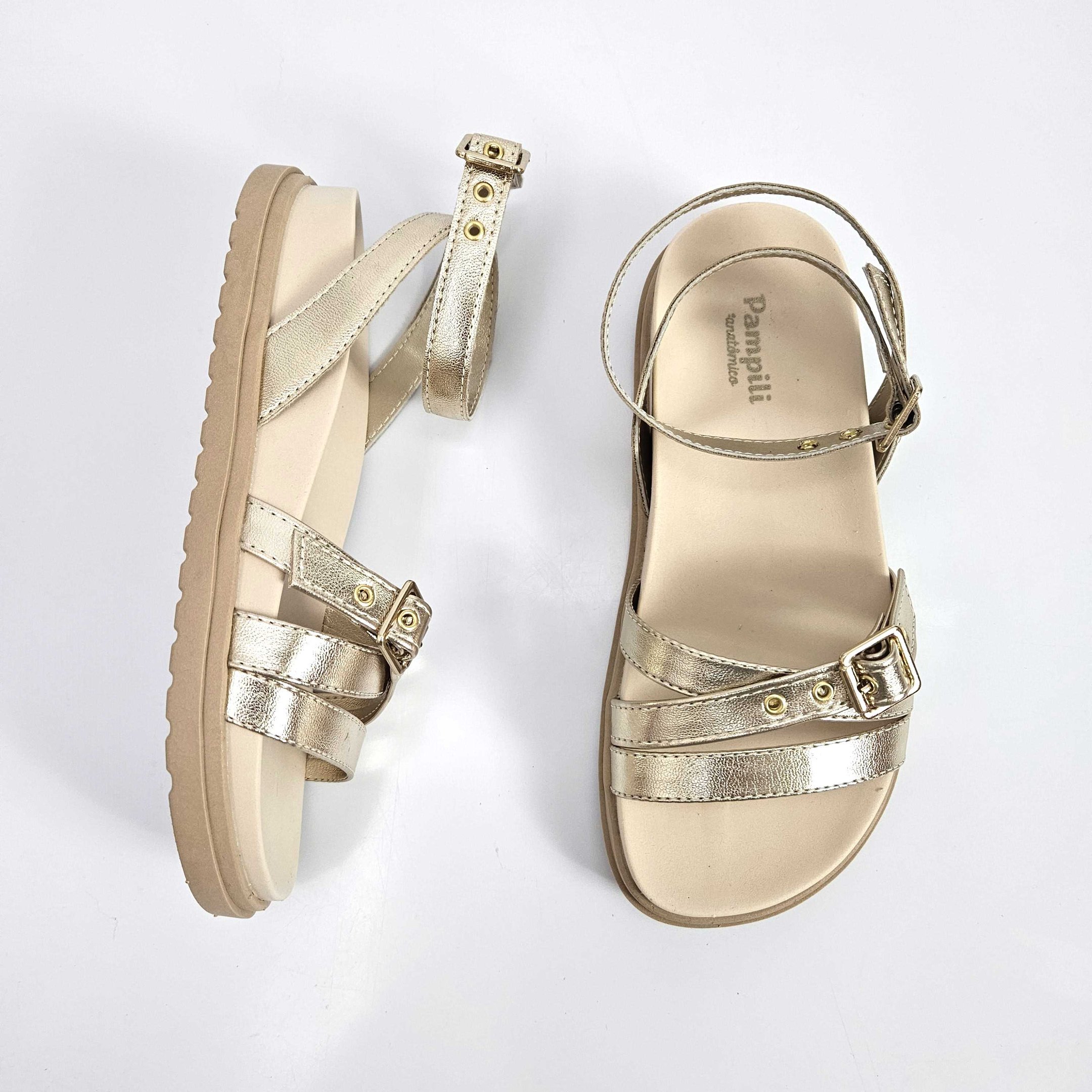 Sandália Infantil Pampili Olivia Com Tornozeleira Dourado 3