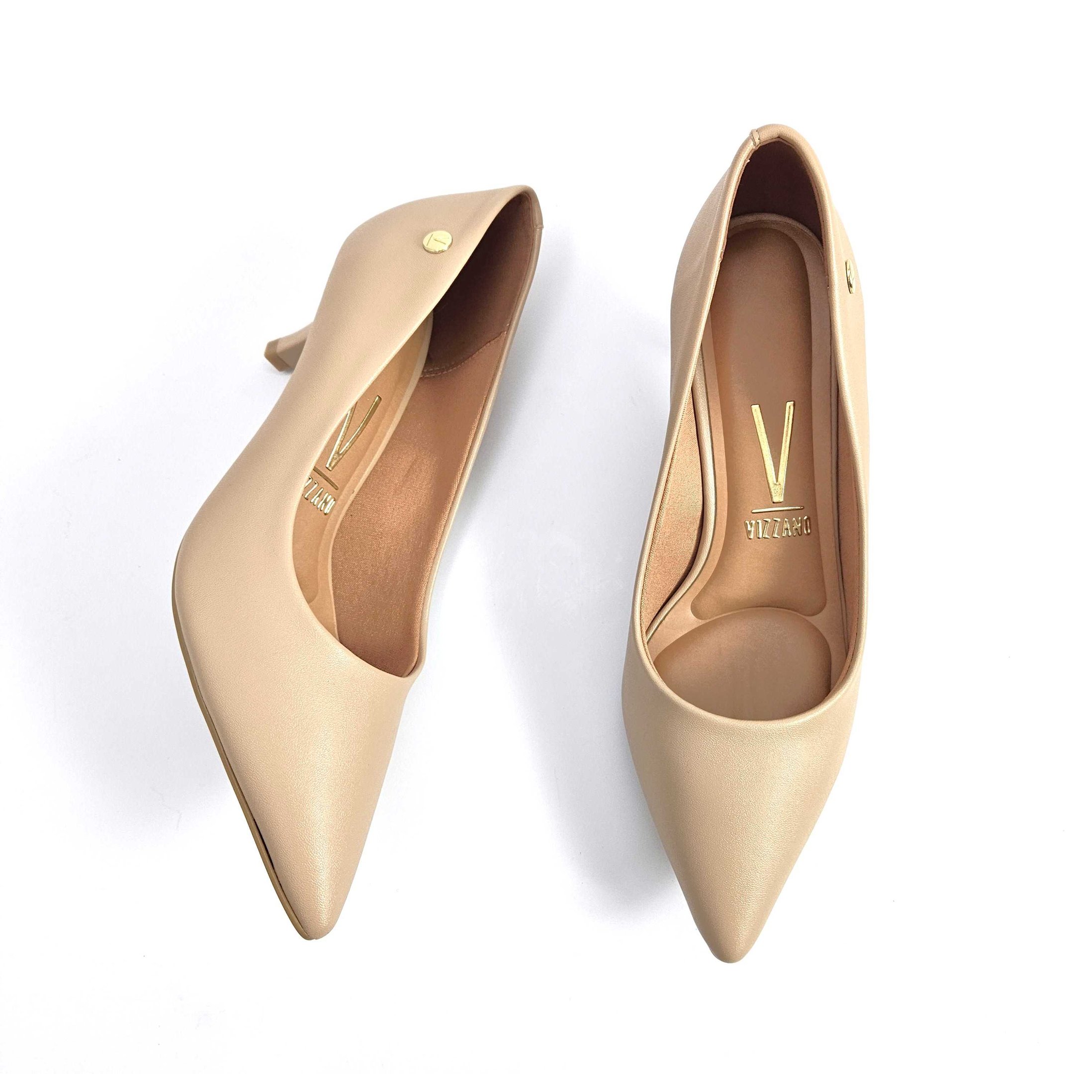 Scarpin Vizzano Salto Baixo Fino Bege 3