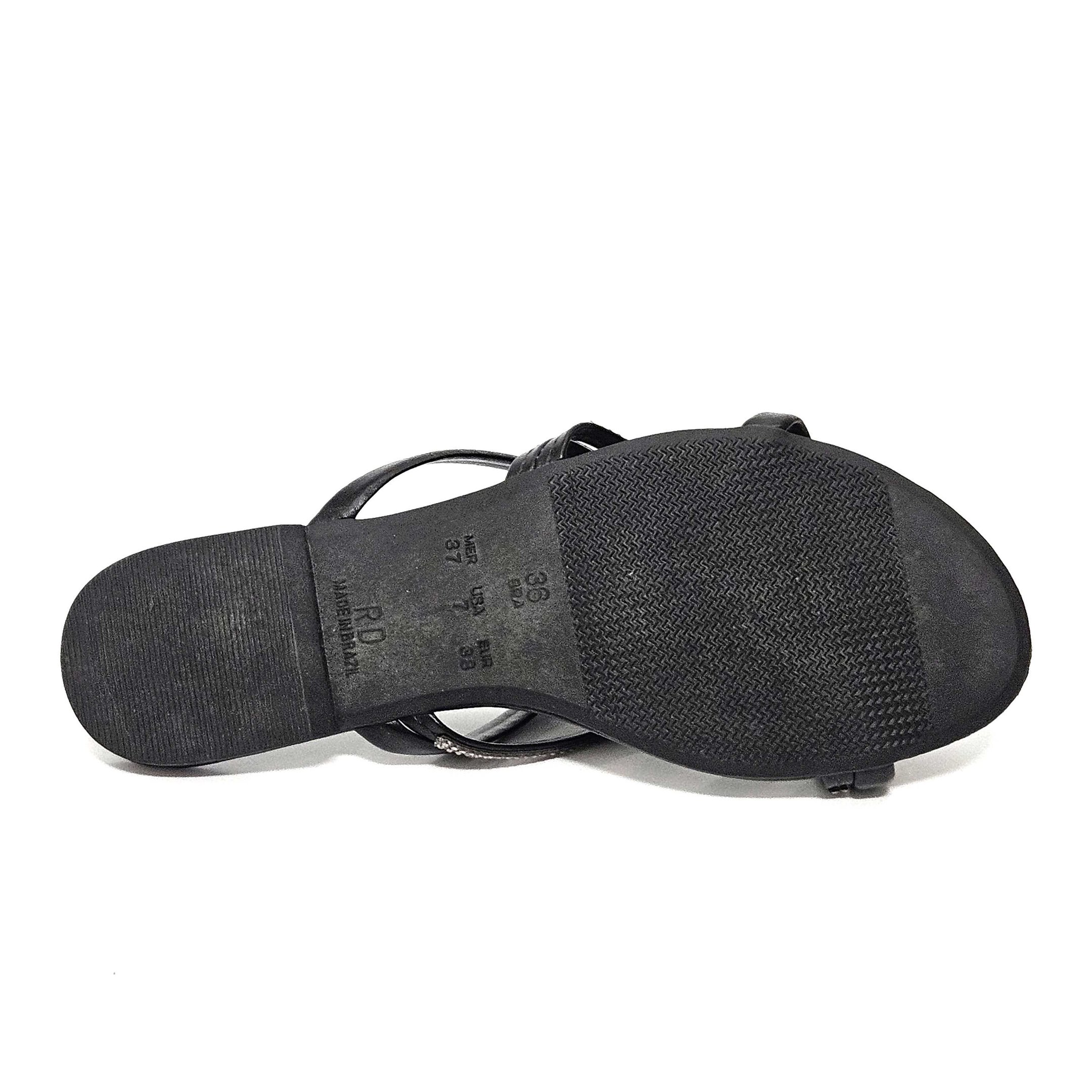 Rasteira Feminina Raquel Dias Com Strass Preto 4