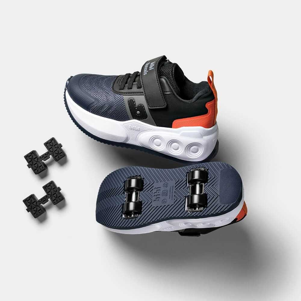 Tênis Infantil Menino Bibi Skatenis Com Rodinhas Preto/Azul Marinho 5