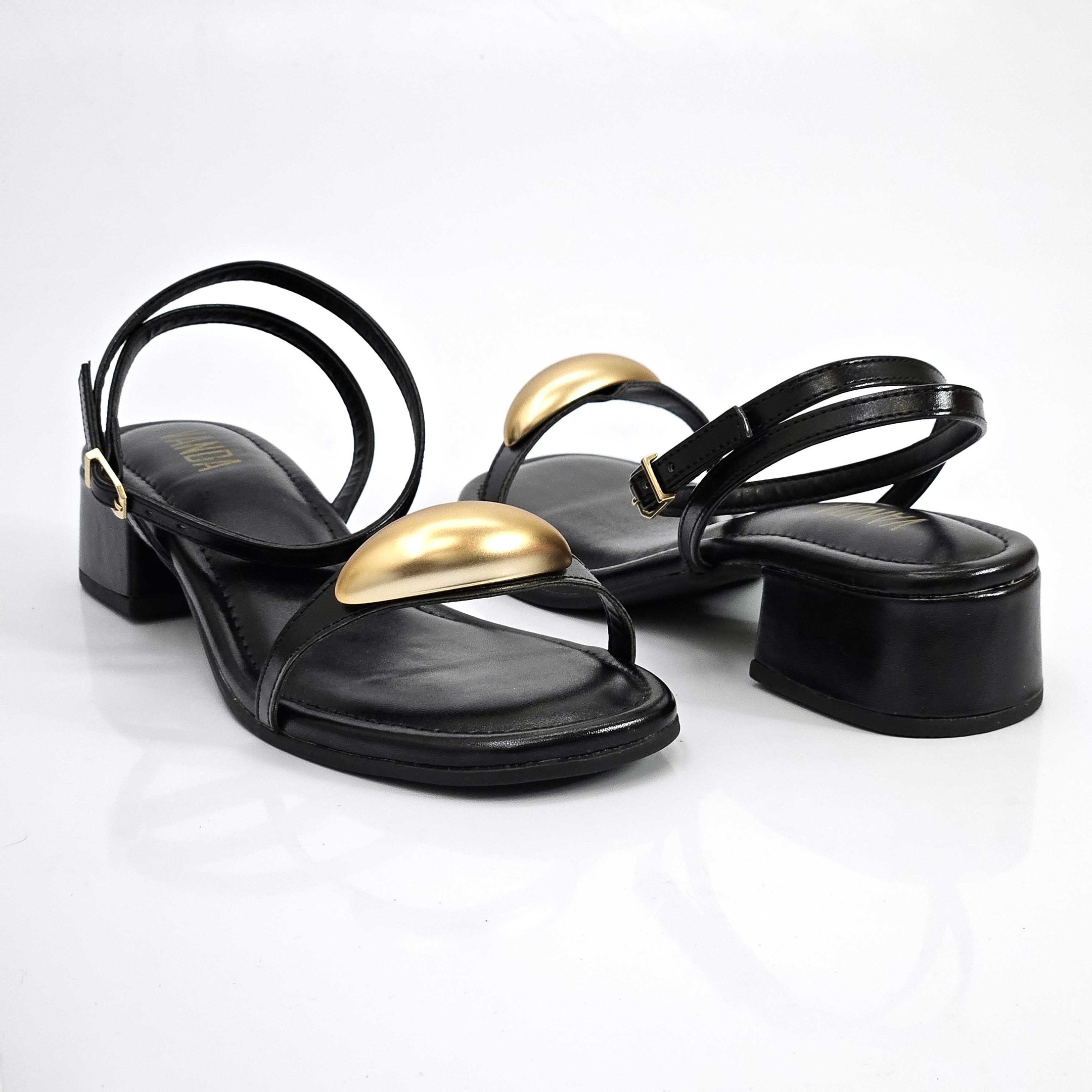 Sandália Feminina Di Valentini Salto Baixo Preto 2