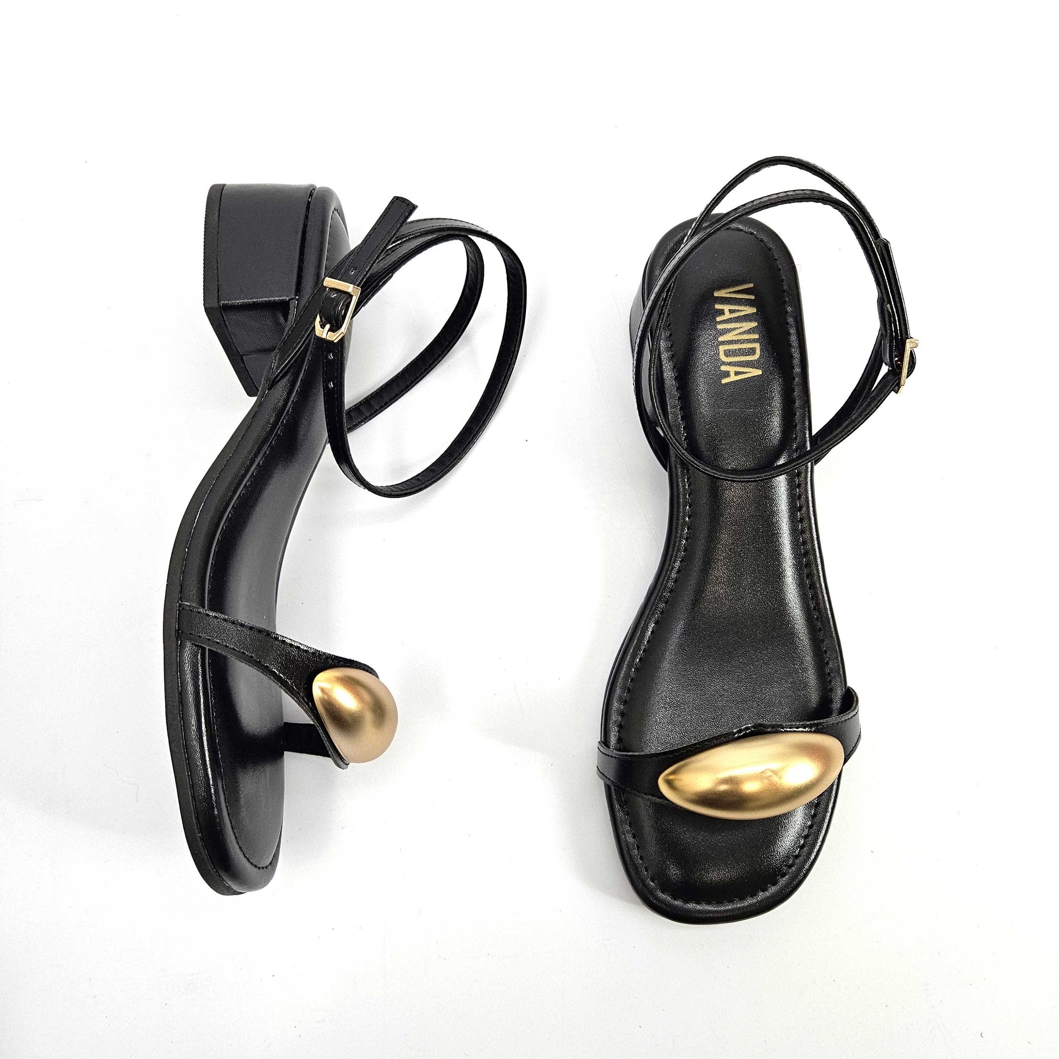 Sandália Feminina Di Valentini Salto Baixo Preto 3