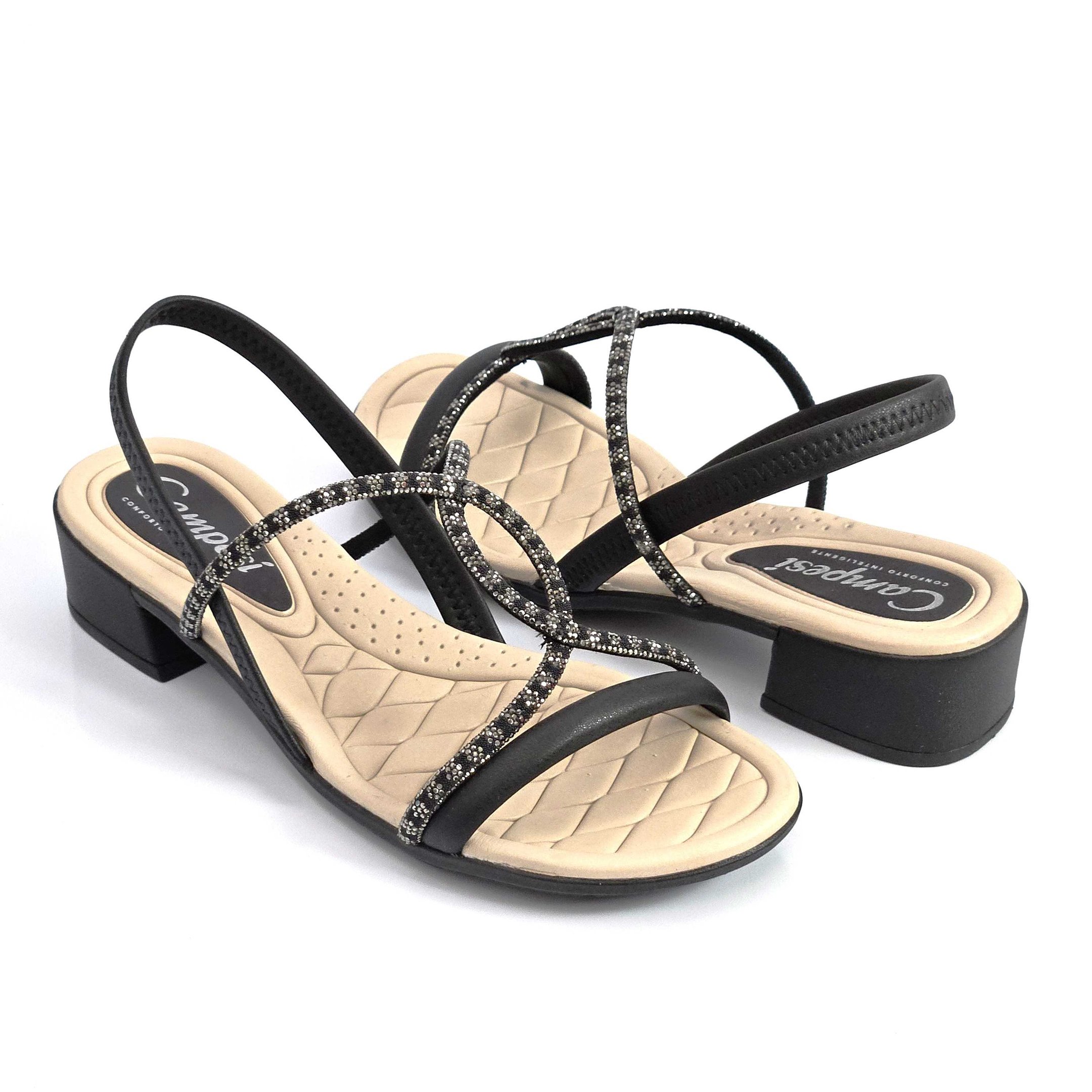 Sandália Campesí Tiras Salto Baixo Rives Preto 3