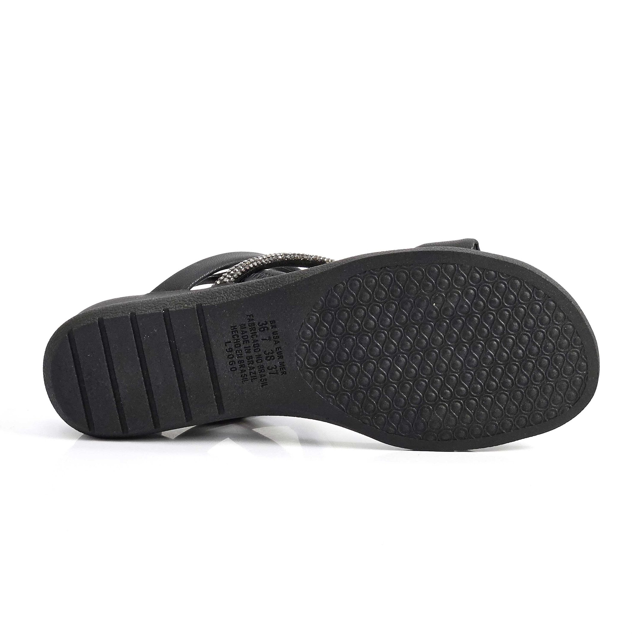 Sandália Feminina Confortável Campesí Strass Anabela Preto 4