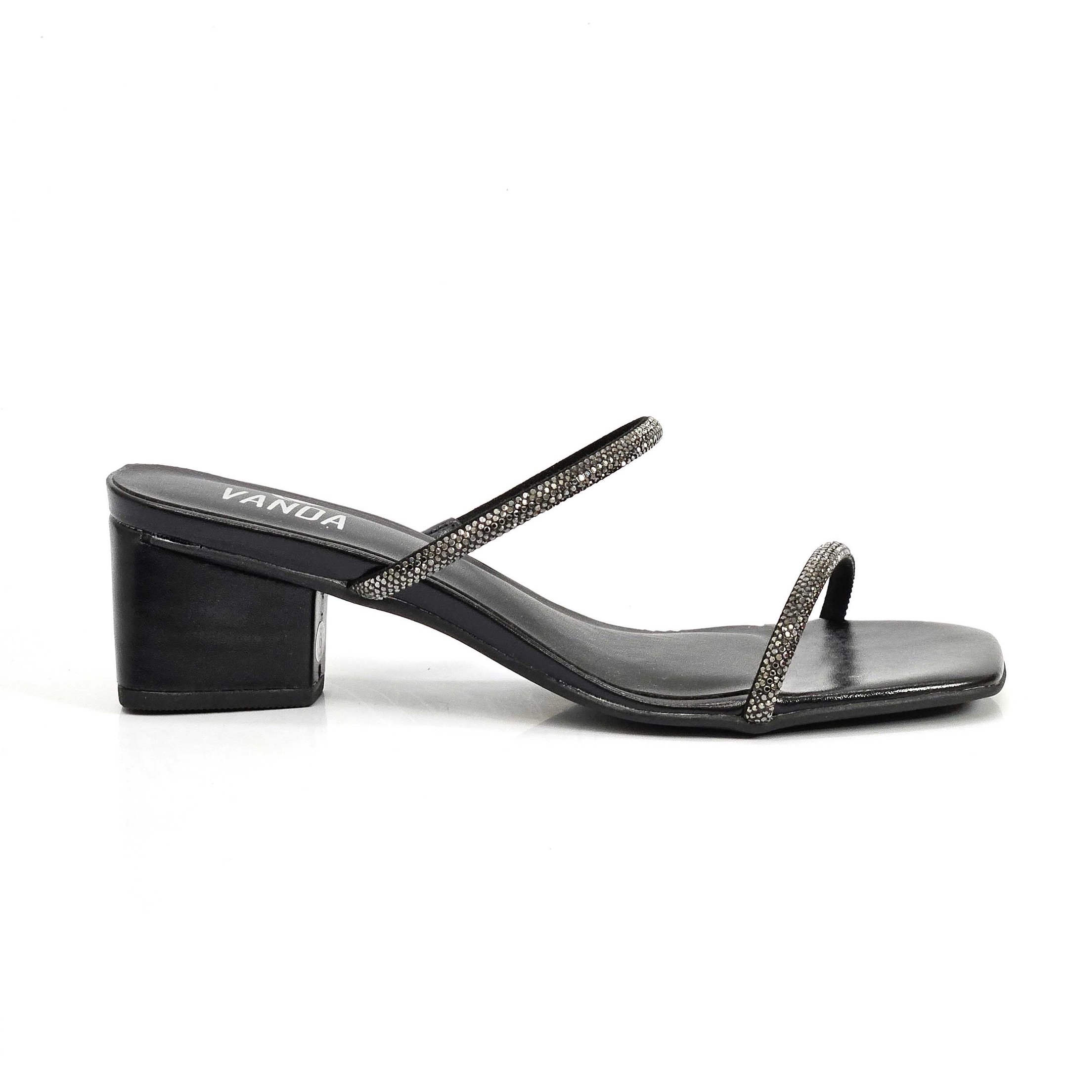 Tamanco Di Valentini Strass Salto Bloco