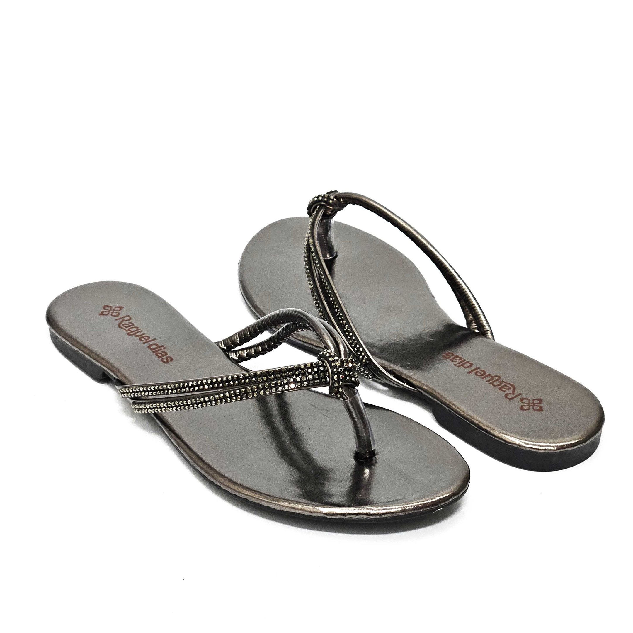 Rasteira Raquel Dias de Dedo Com Strass Grafite 2