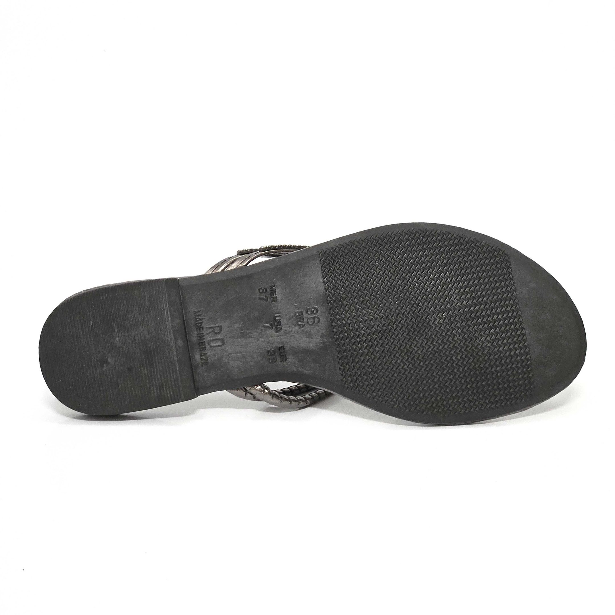 Rasteira Raquel Dias de Dedo Com Strass Grafite 4