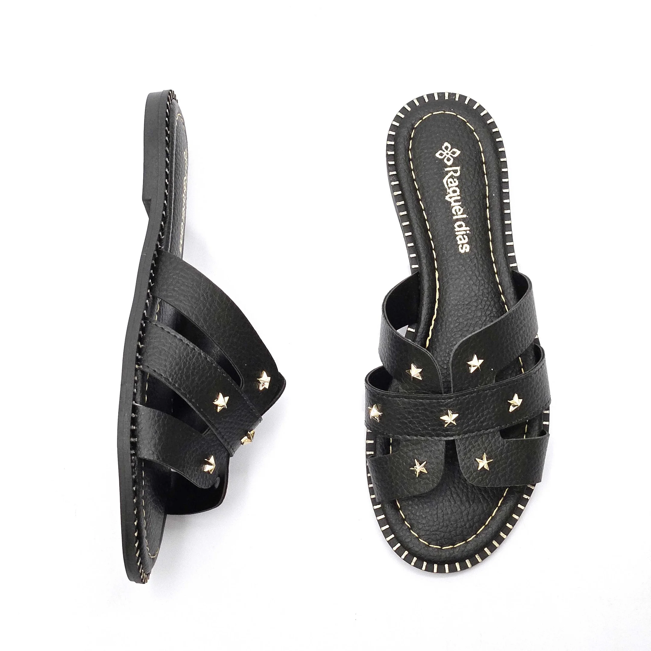 Rasteira Raquel Dias H Slide Detalhes Preto 3