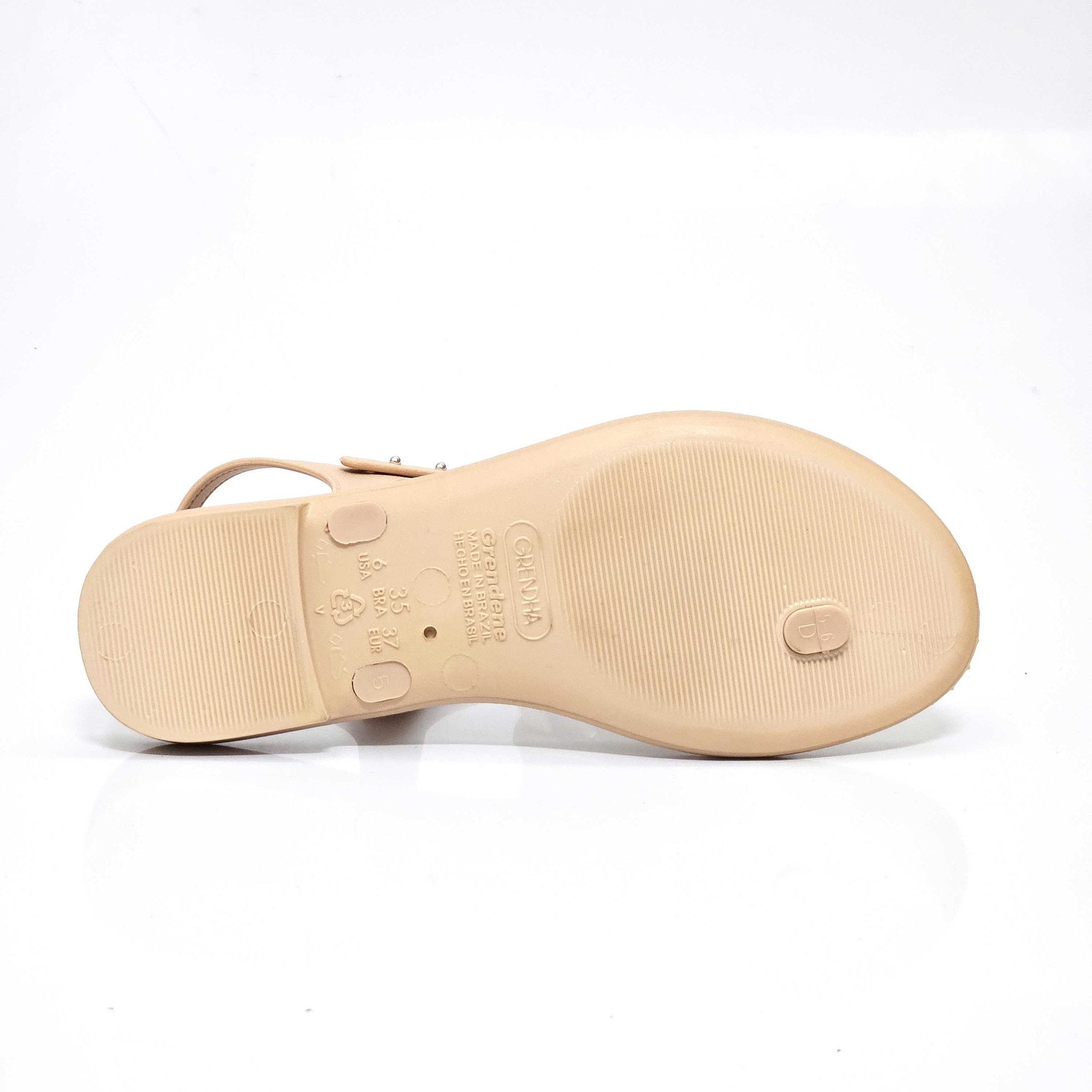 Sandália Rasteira Feminina Grendha Refino Detalhe Bege 4