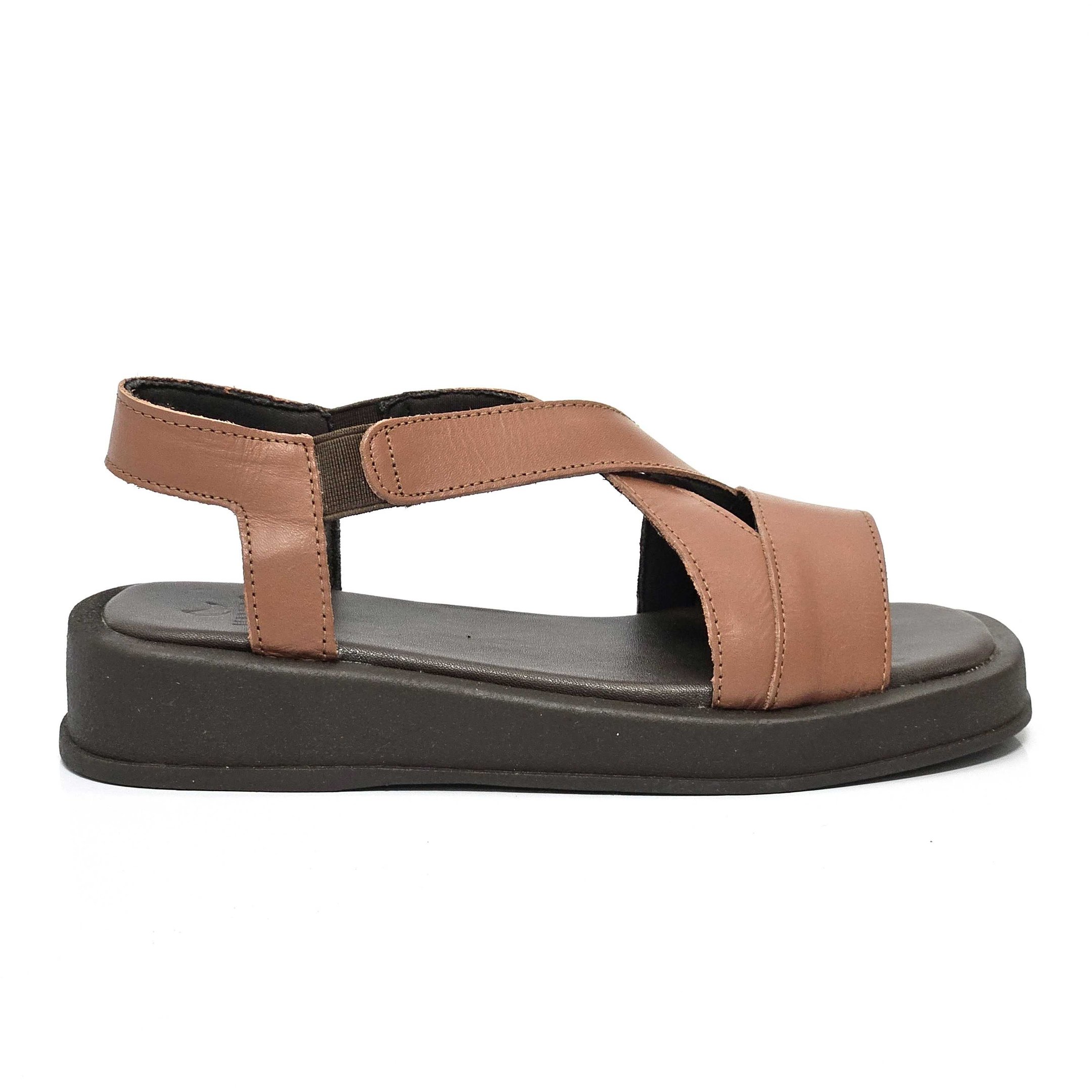 Sandália Feminina Zimbauê Flat Couro Elástico