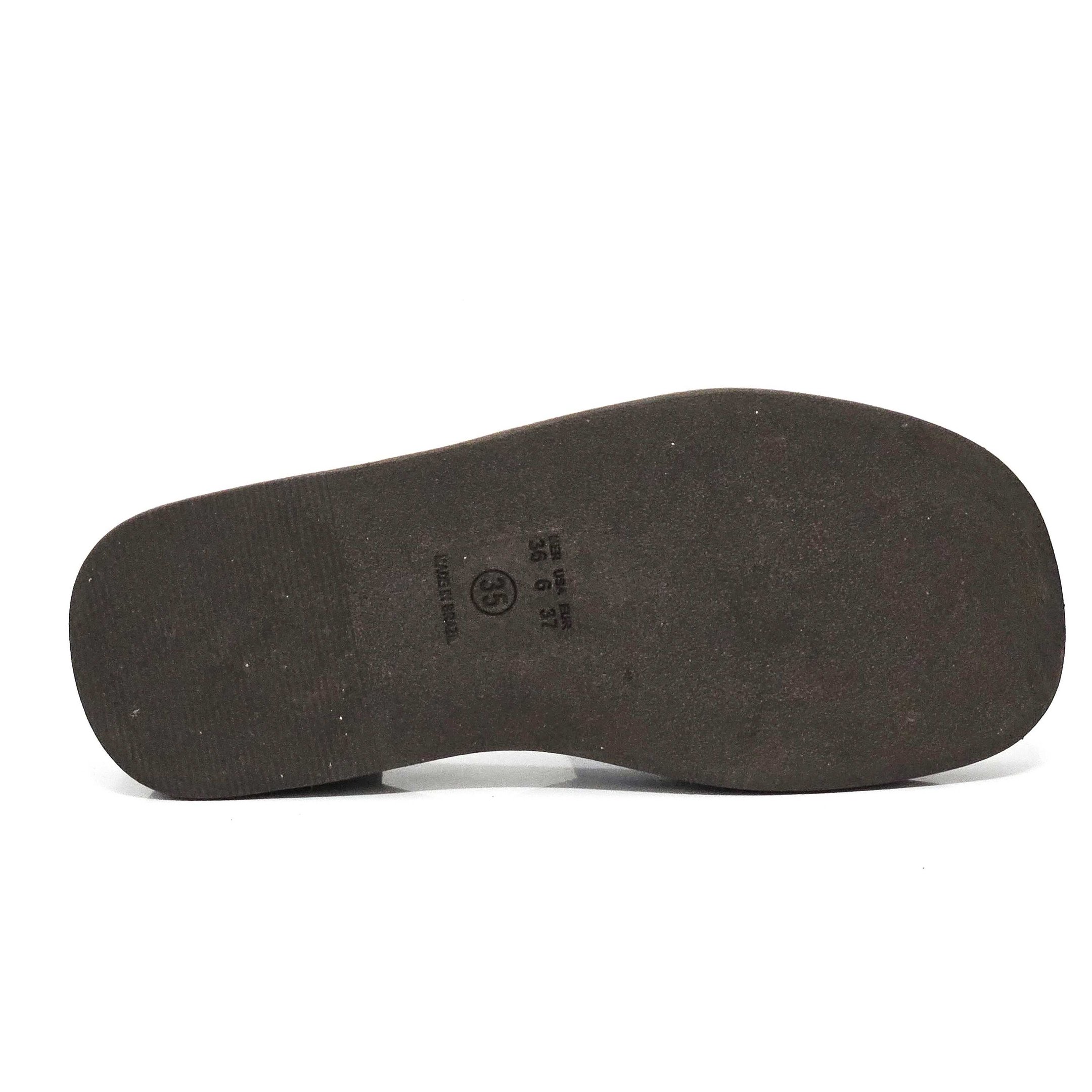 Sandália Feminina Zimbauê Flat Couro Elástico Marrom 4