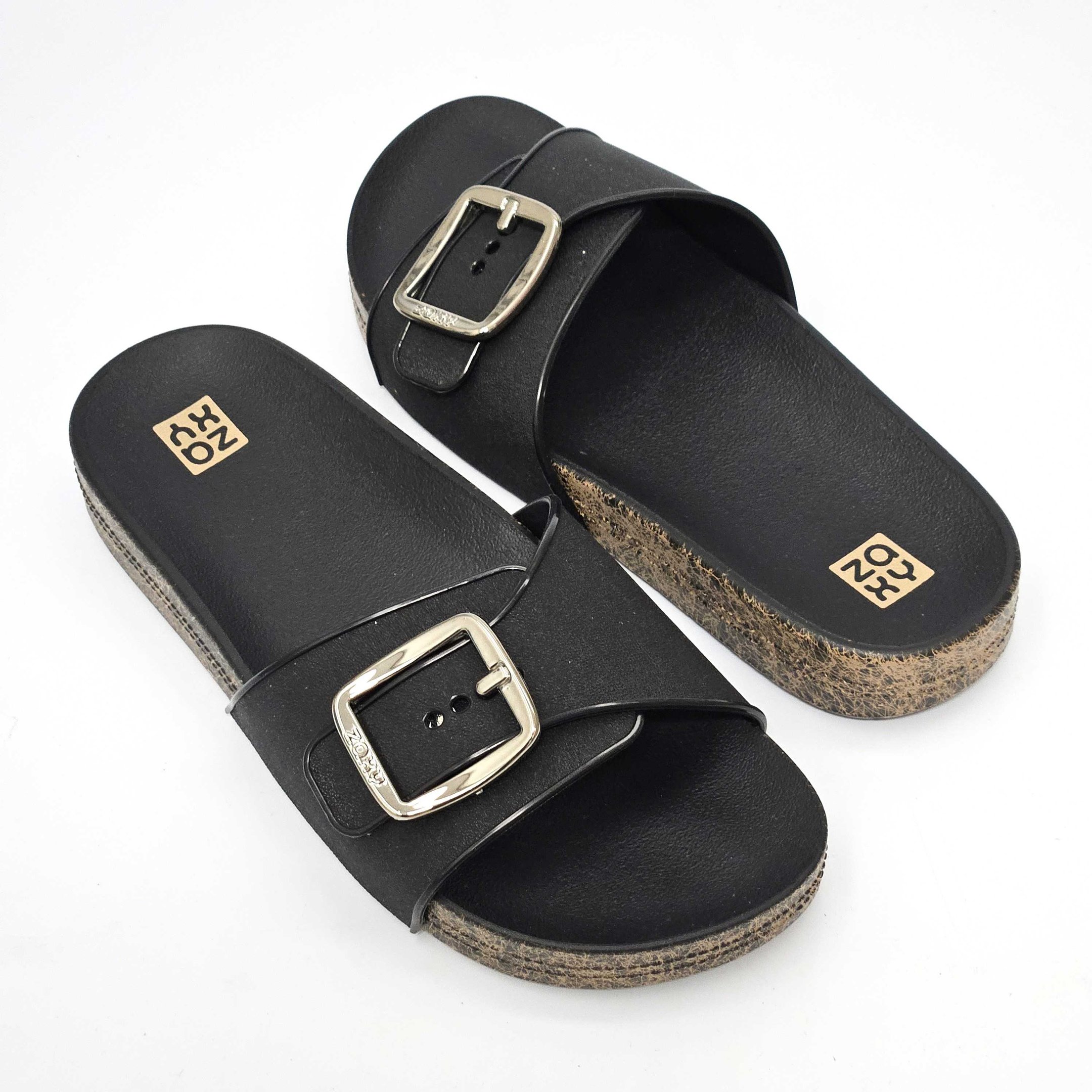 Sandália Zaxy Feminina Hug Slide com Fivela Preto 3