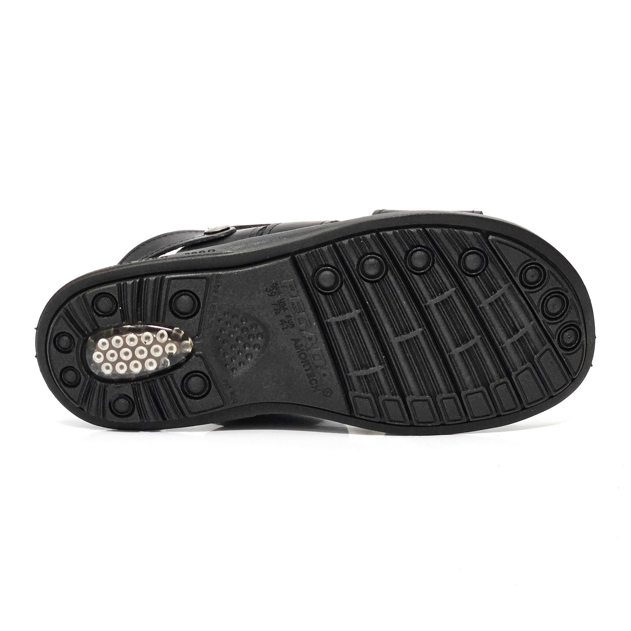 Sandália Masculina Pegada 2x1 Couro Elástico Preto 4