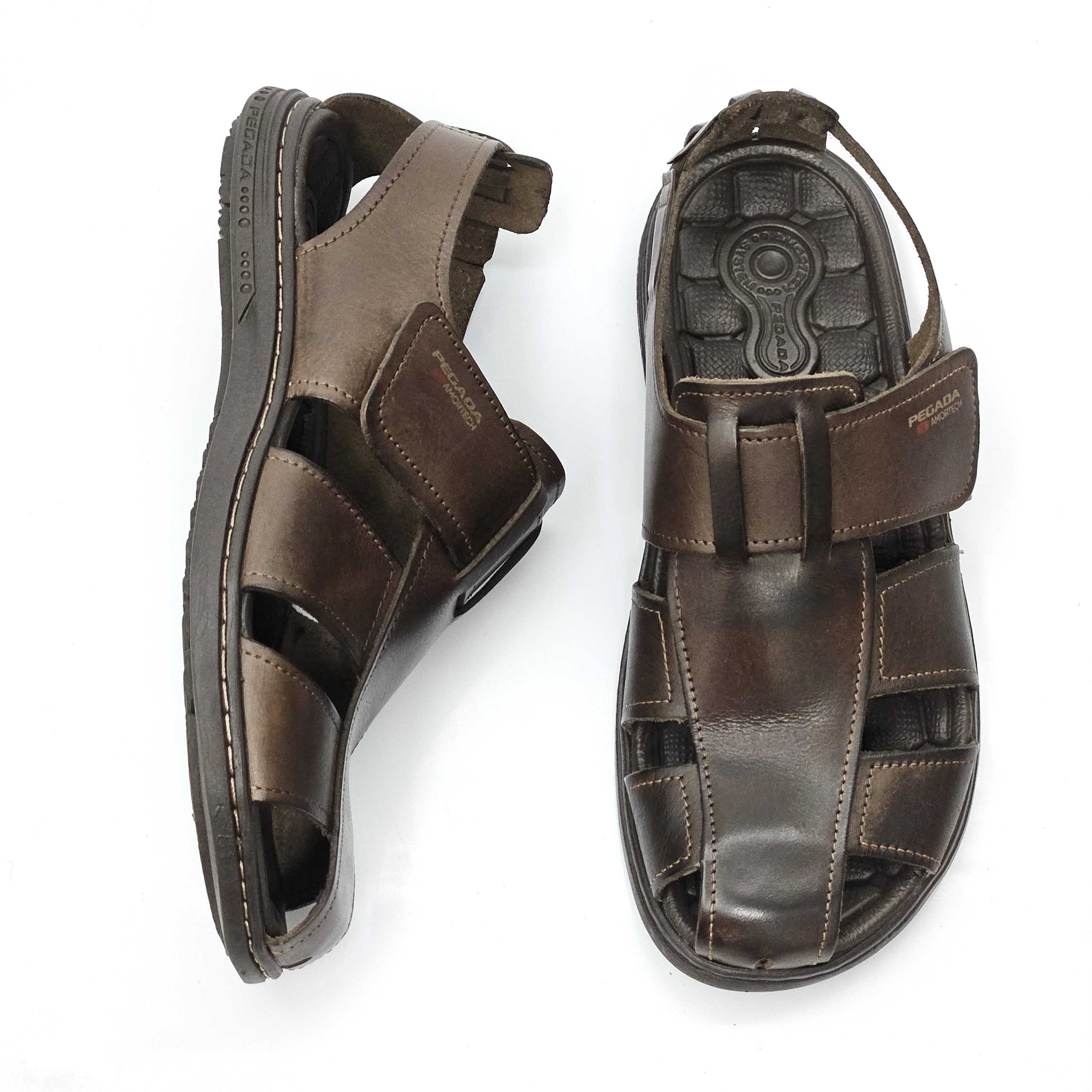 Sandália Masculina Pegada Fechada Em Couro Cravo 3
