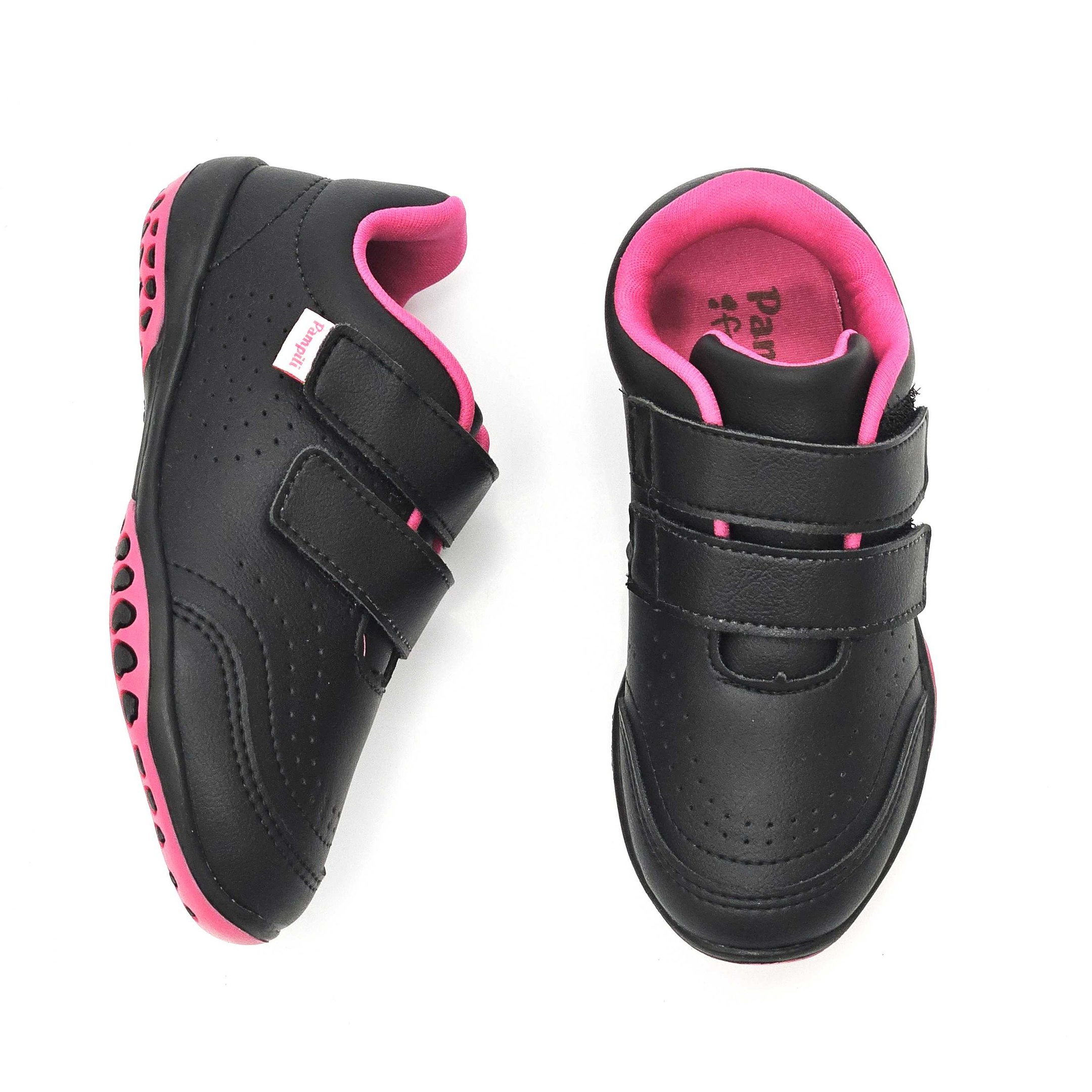Tênis Infantil Pampili Honey Tira aderente Preto/Rosa 2