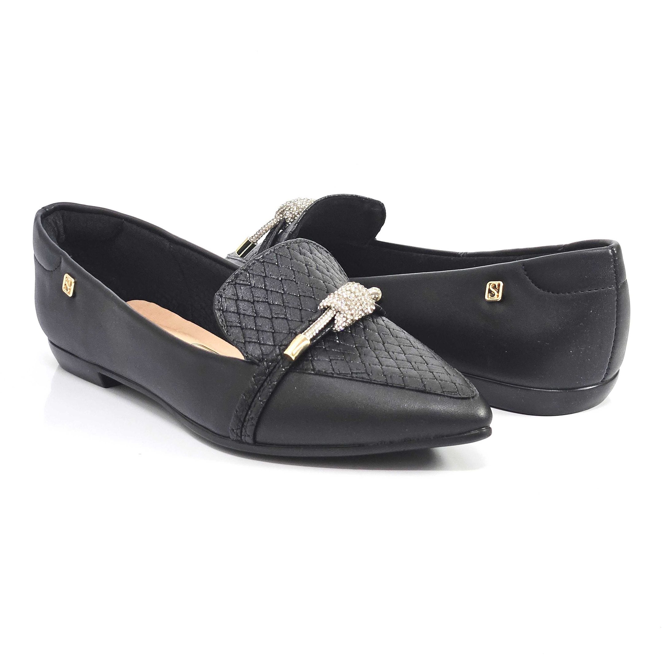 Sapato Feminina Santinelli Sliper Com Brilho Preto 3