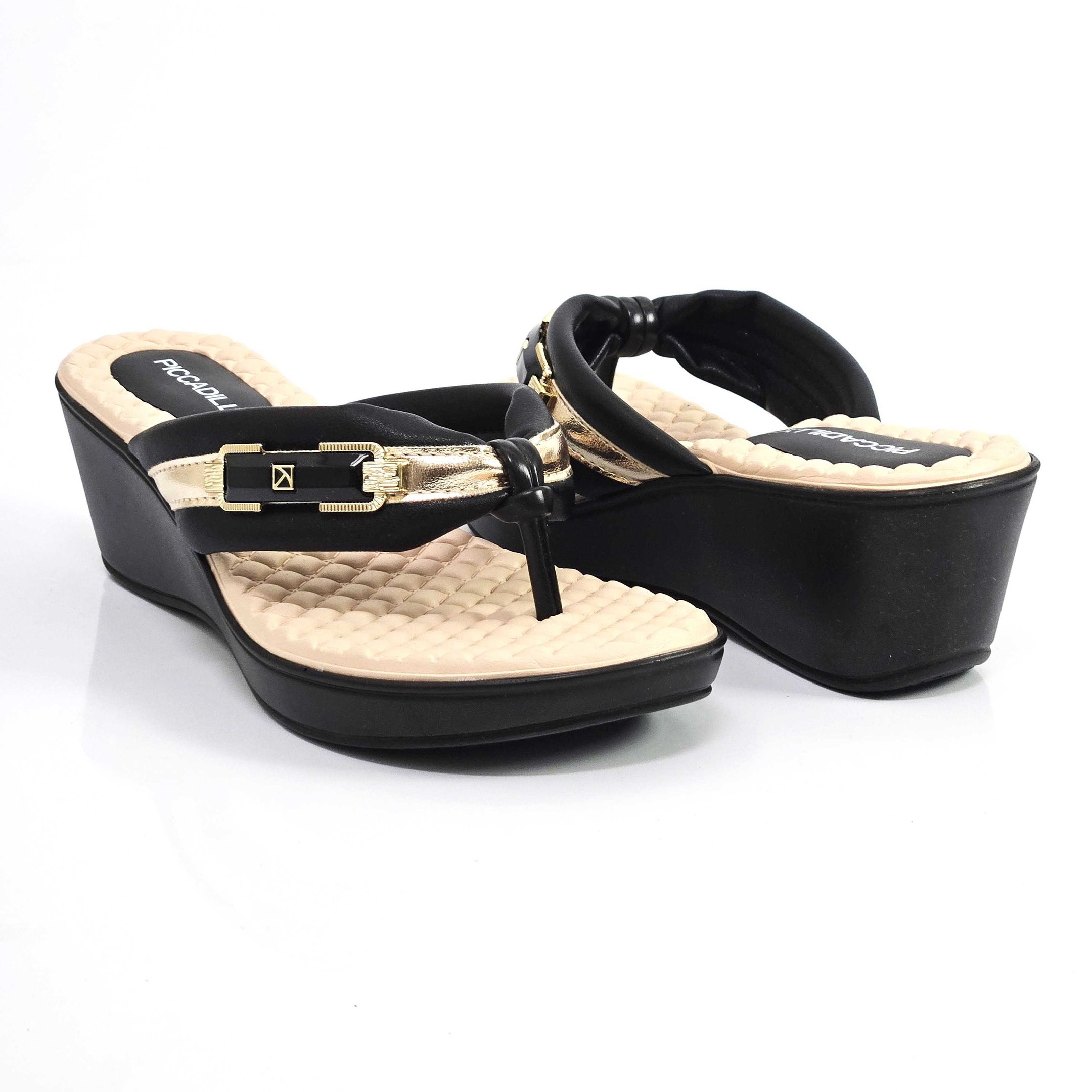 Tamanco Feminino Piccadilly Anabela Dedo Preto 3