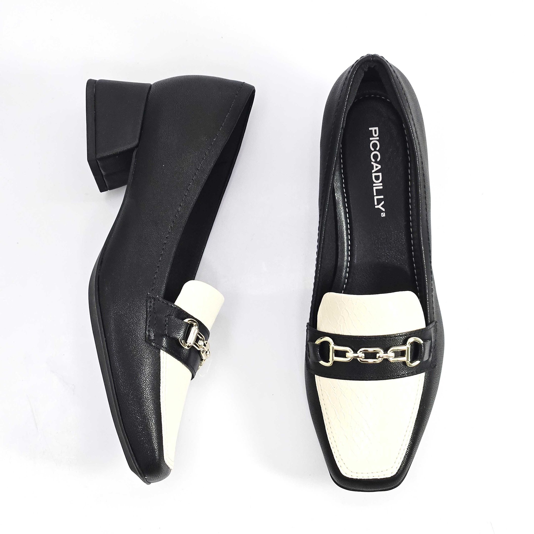 Sapato Feminino Piccadilly Pala Salto Bloco Médio Preto 2