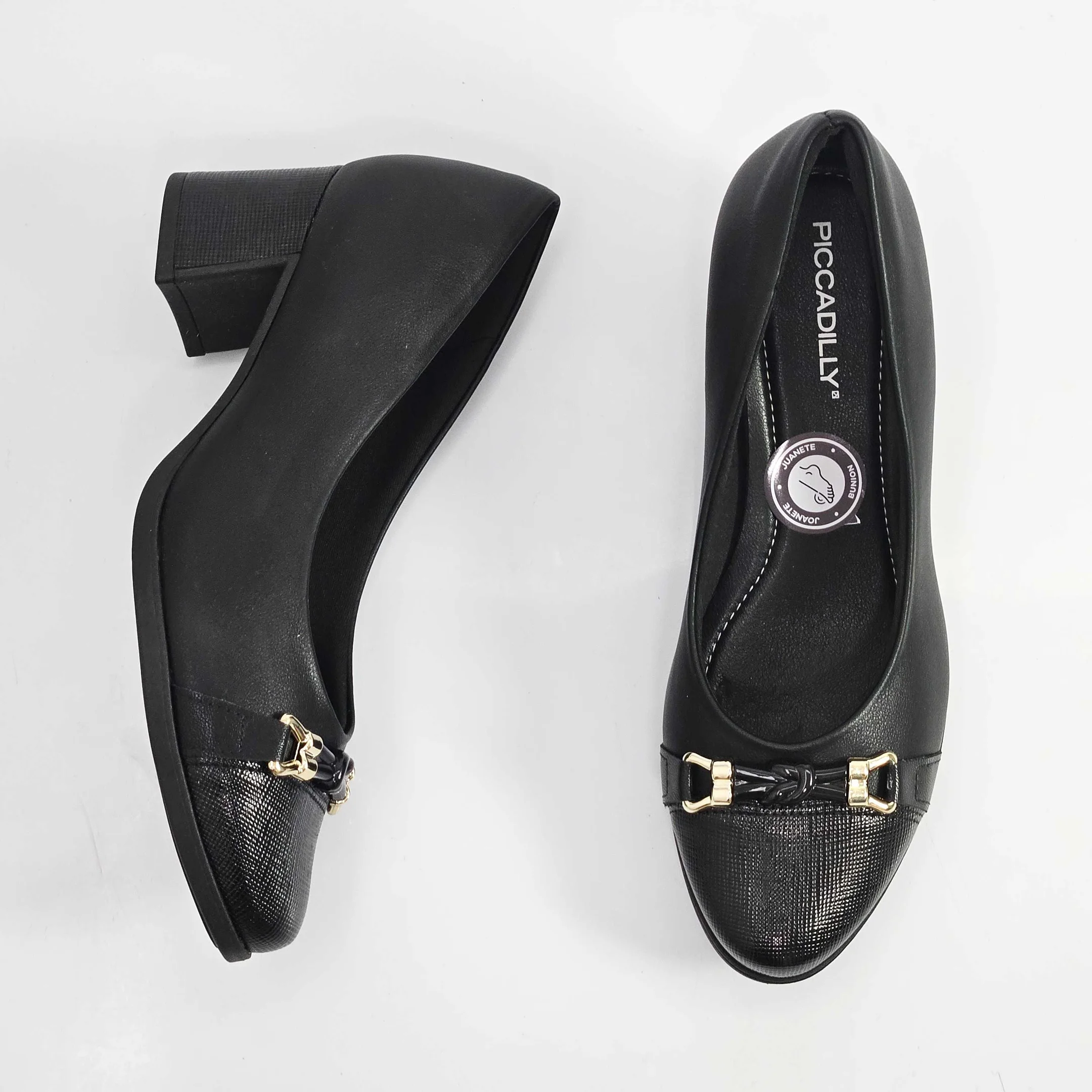 Sapato Feminino Piccadilly Salto Bloco Médio Detalhe Preto 2
