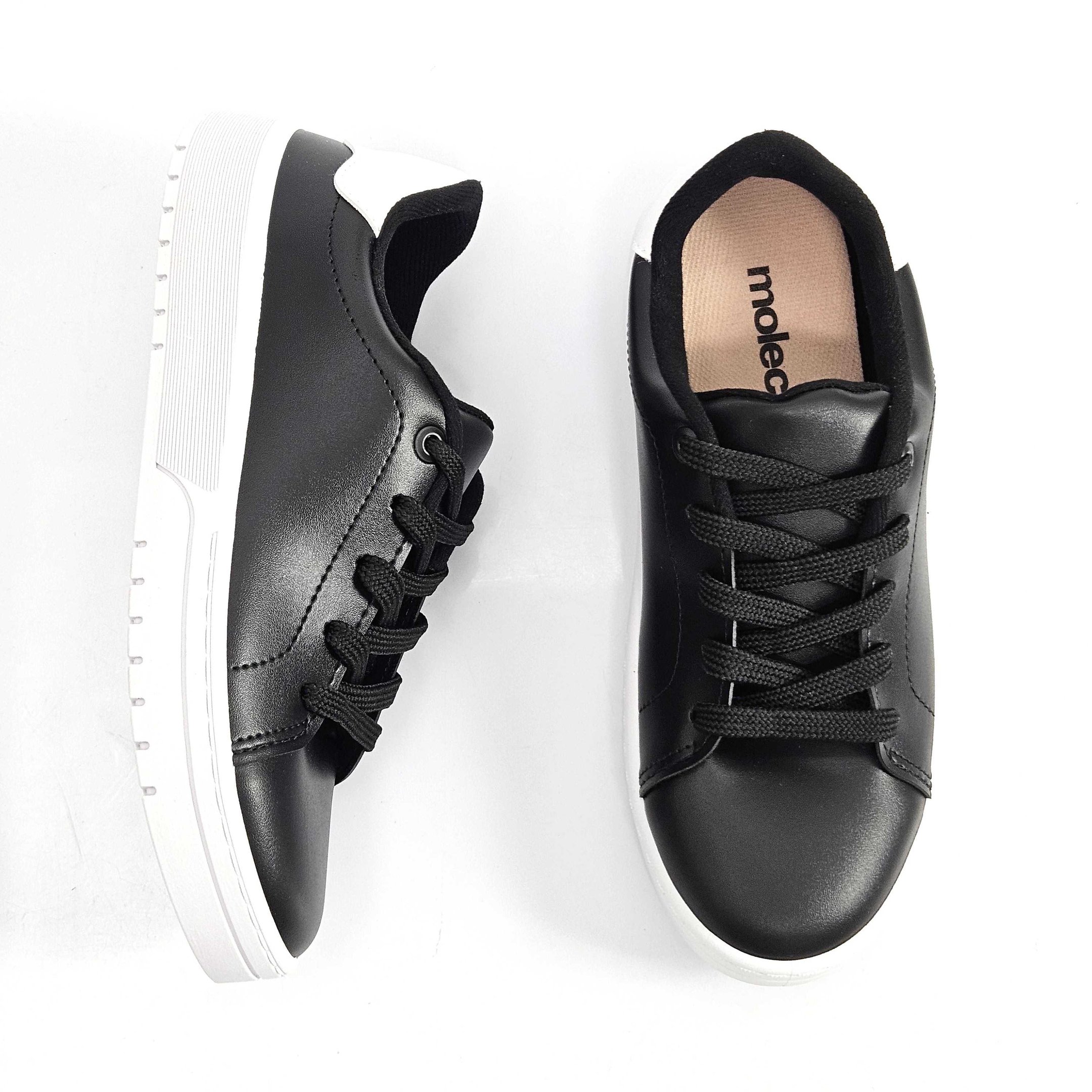 Tênis Feminino Moleca Casual Com Cadarço Preto 2