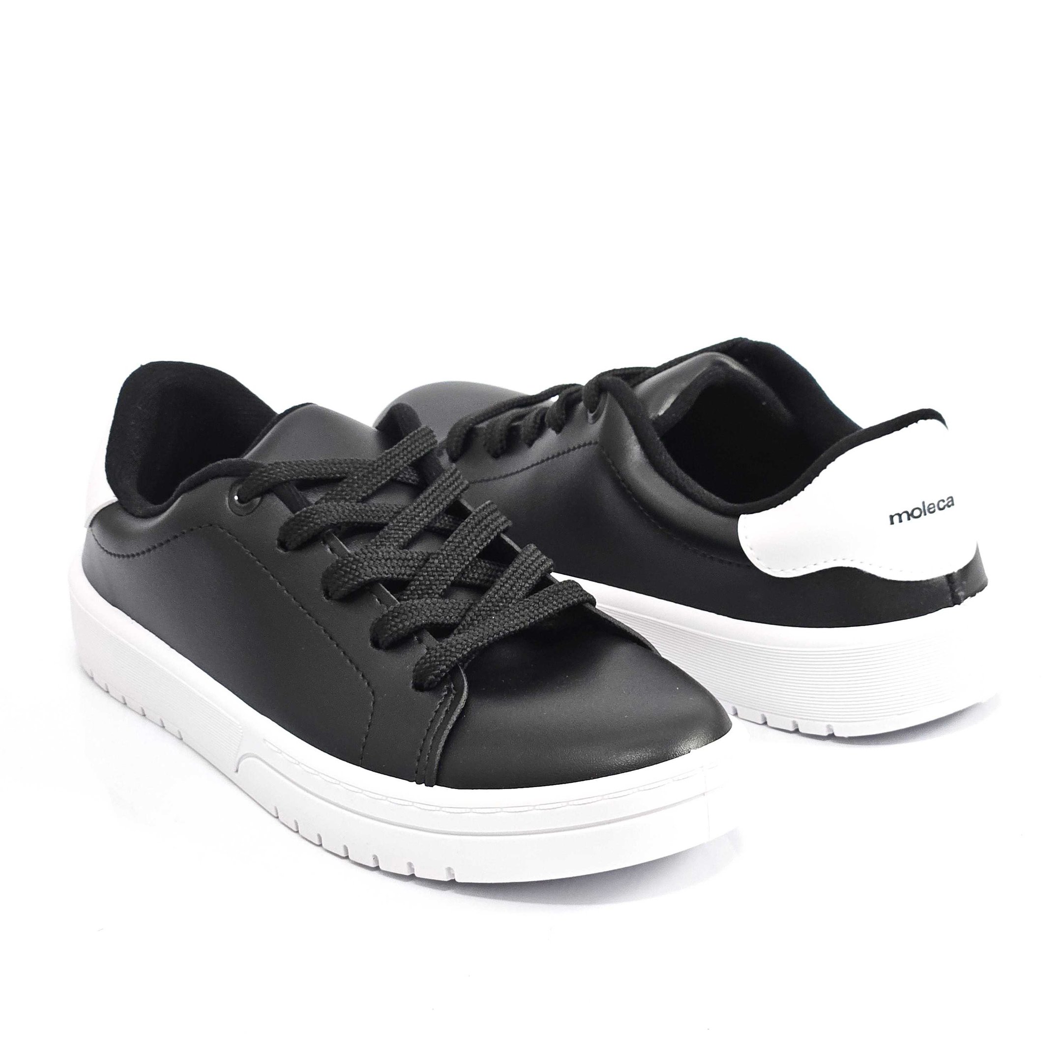 Tênis Feminino Moleca Casual Com Cadarço Preto 3