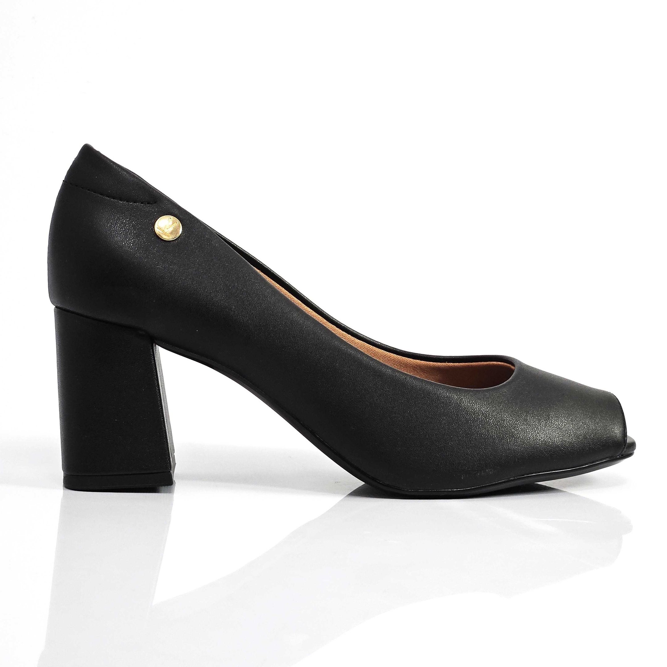 Sapato Feminino Vizzano Peeptoe Salto Bloco