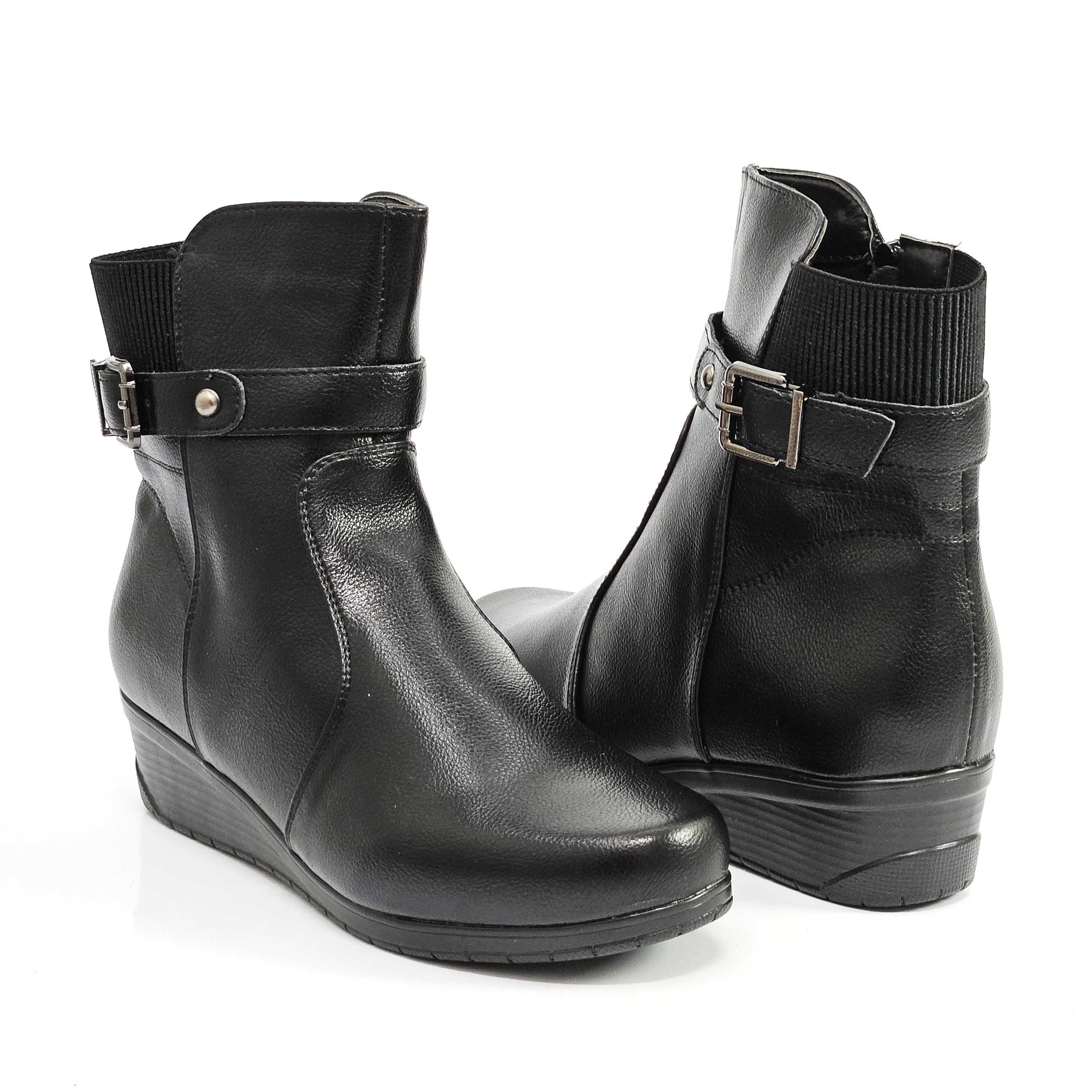 Bota Feminina Mooncity Cano Curto Anabela Preto 3