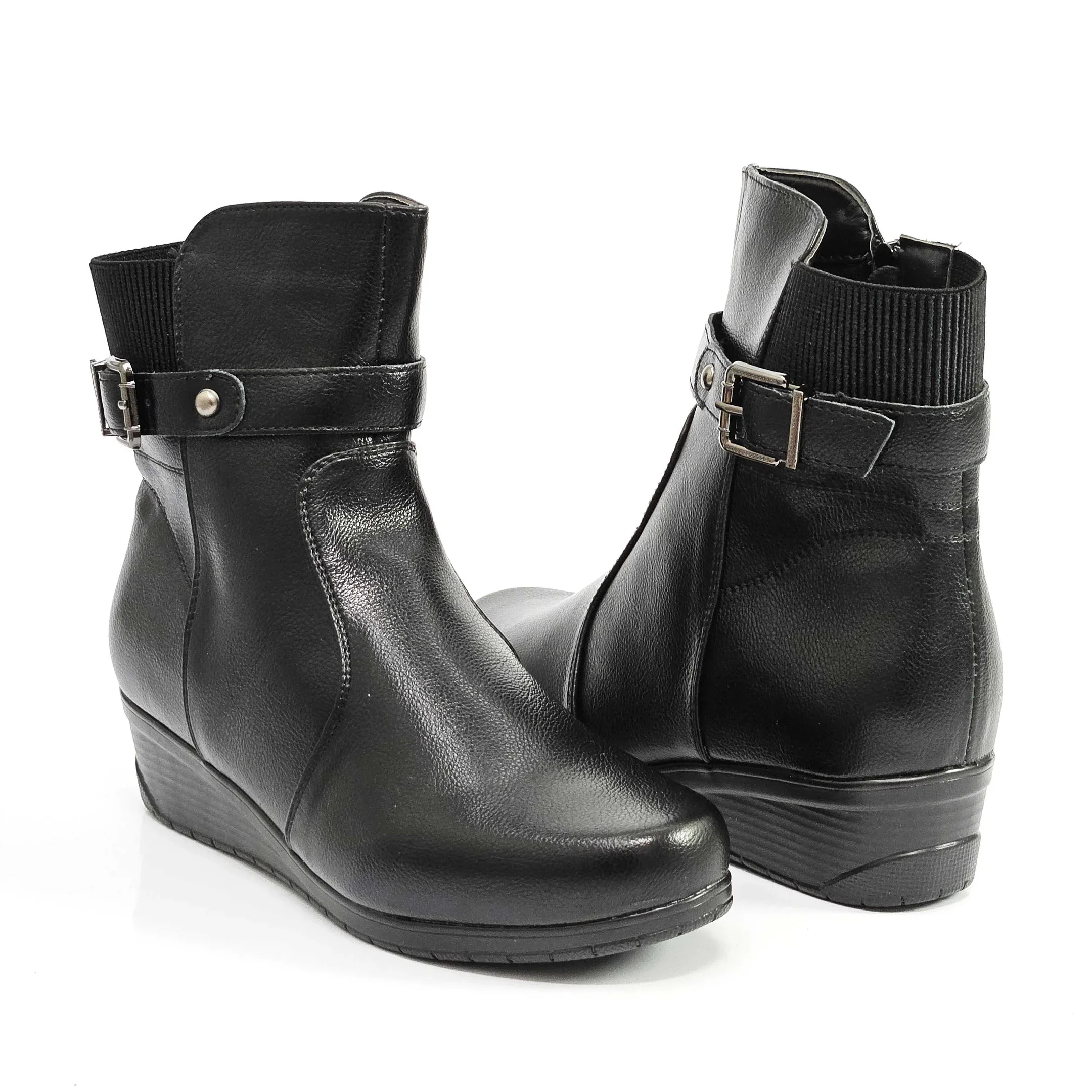 Bota Feminina Mooncity Cano Curto Anabela Preto 3