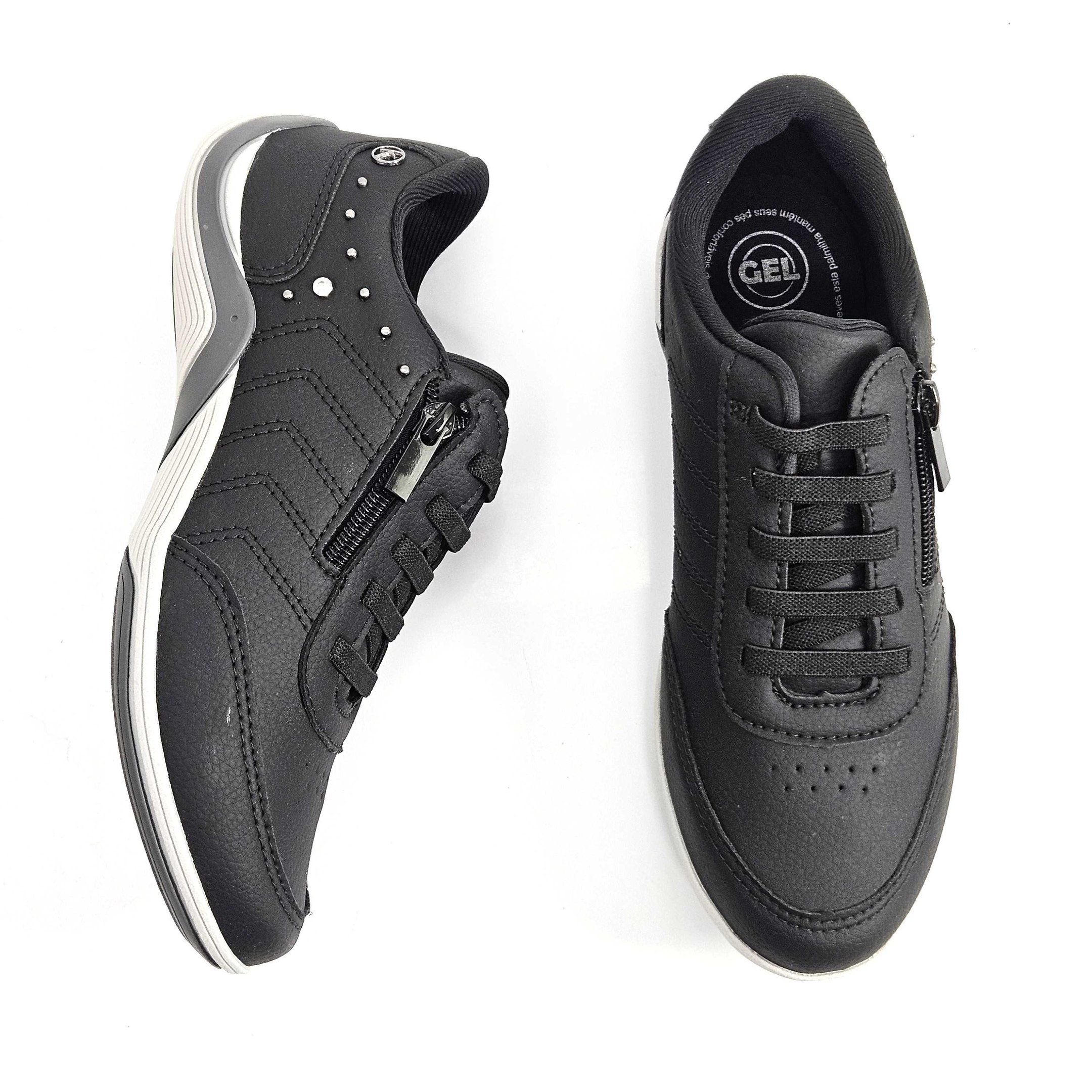 Tênis Feminino Kolosh Casual Century Elástico Zíper Preto 2