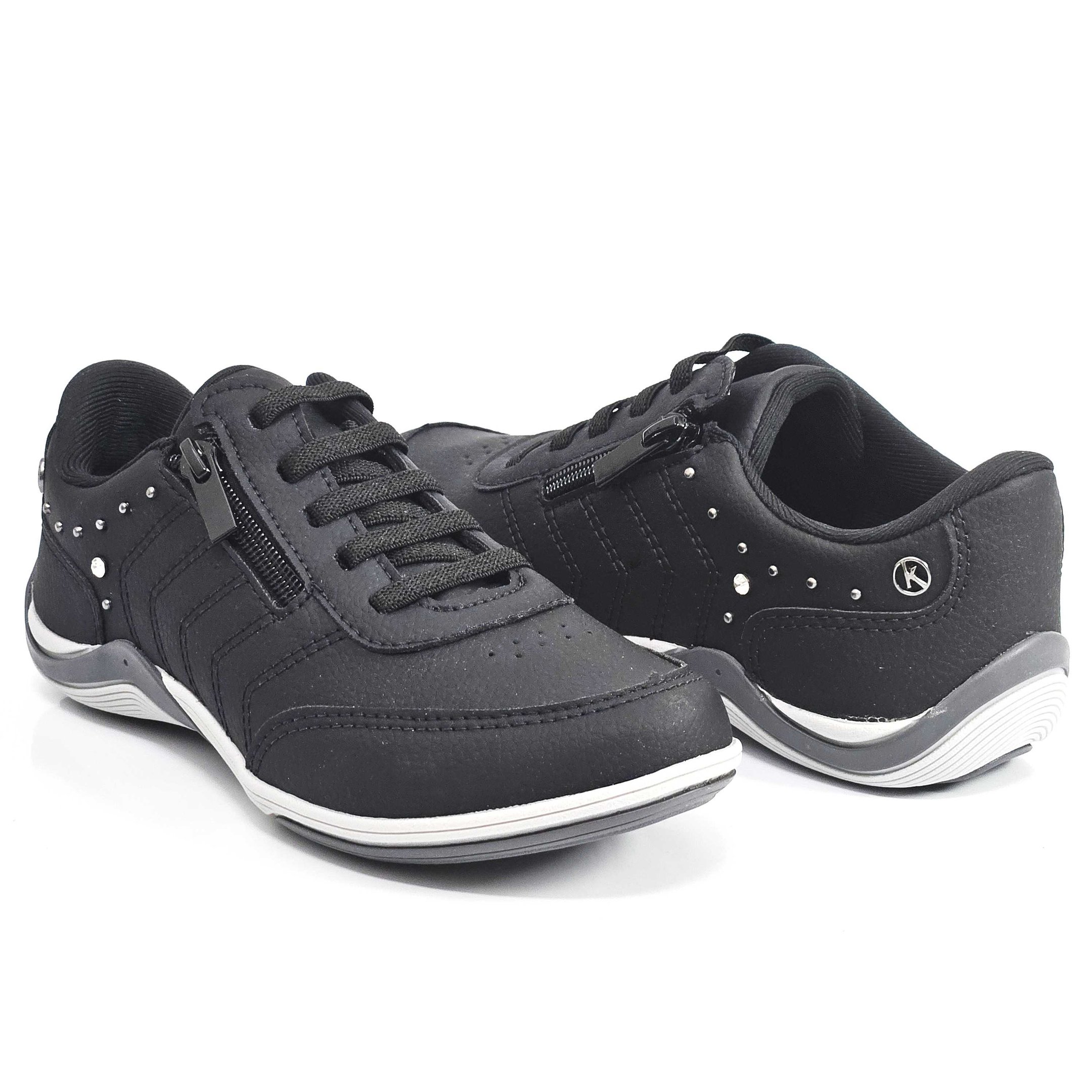 Tênis Feminino Kolosh Casual Century Elástico Zíper Preto 3