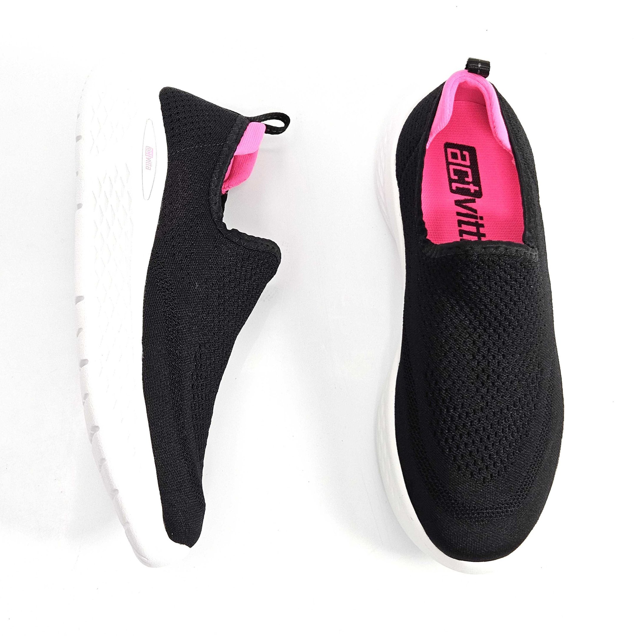 Tênis Slip On Feminino Actvitta Esportivo Preto/Rosa 2