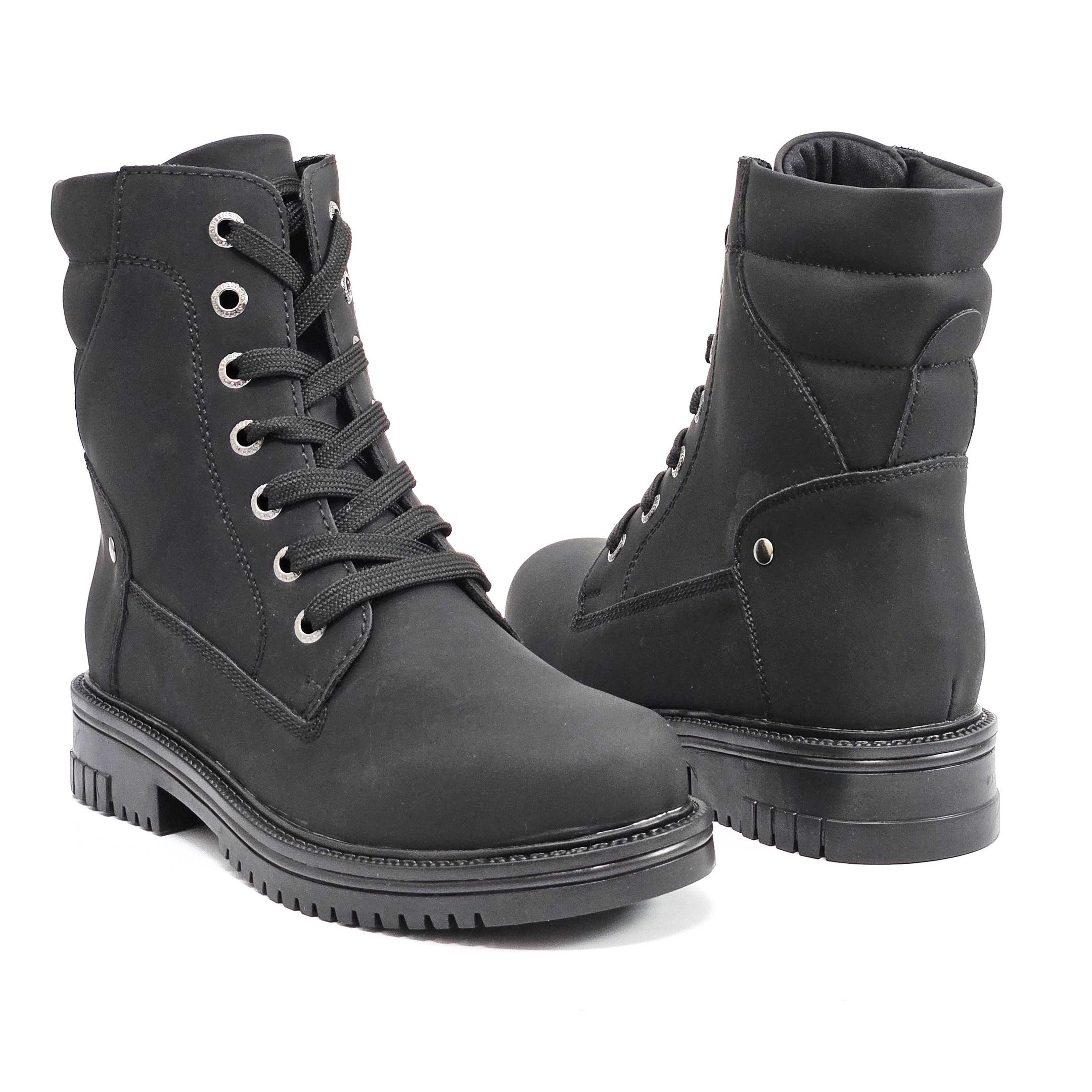 Bota Feminina Mooncity Coturno Cadarço Preto 3