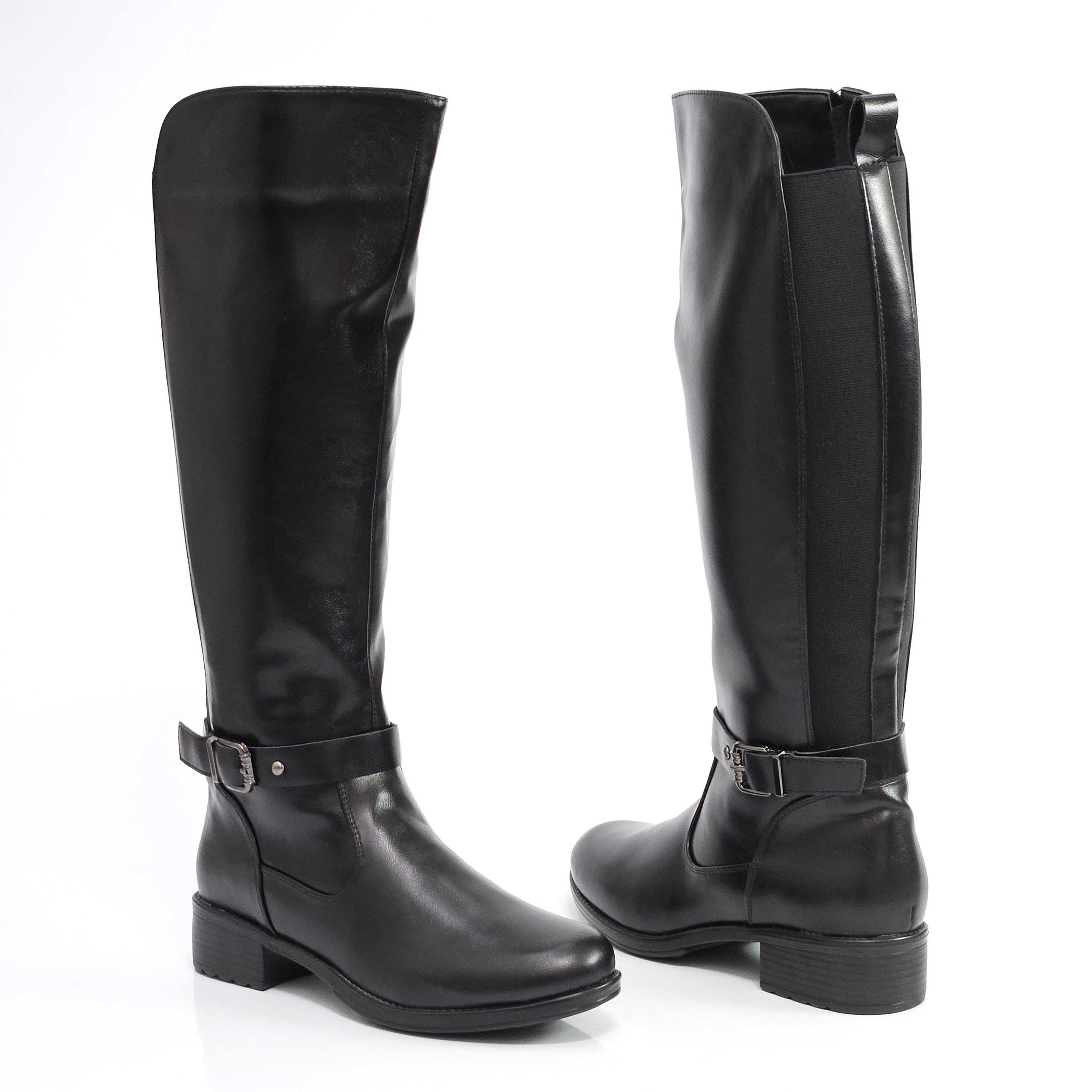 Bota Feminina Mooncity Montaria Elástico Preto 3