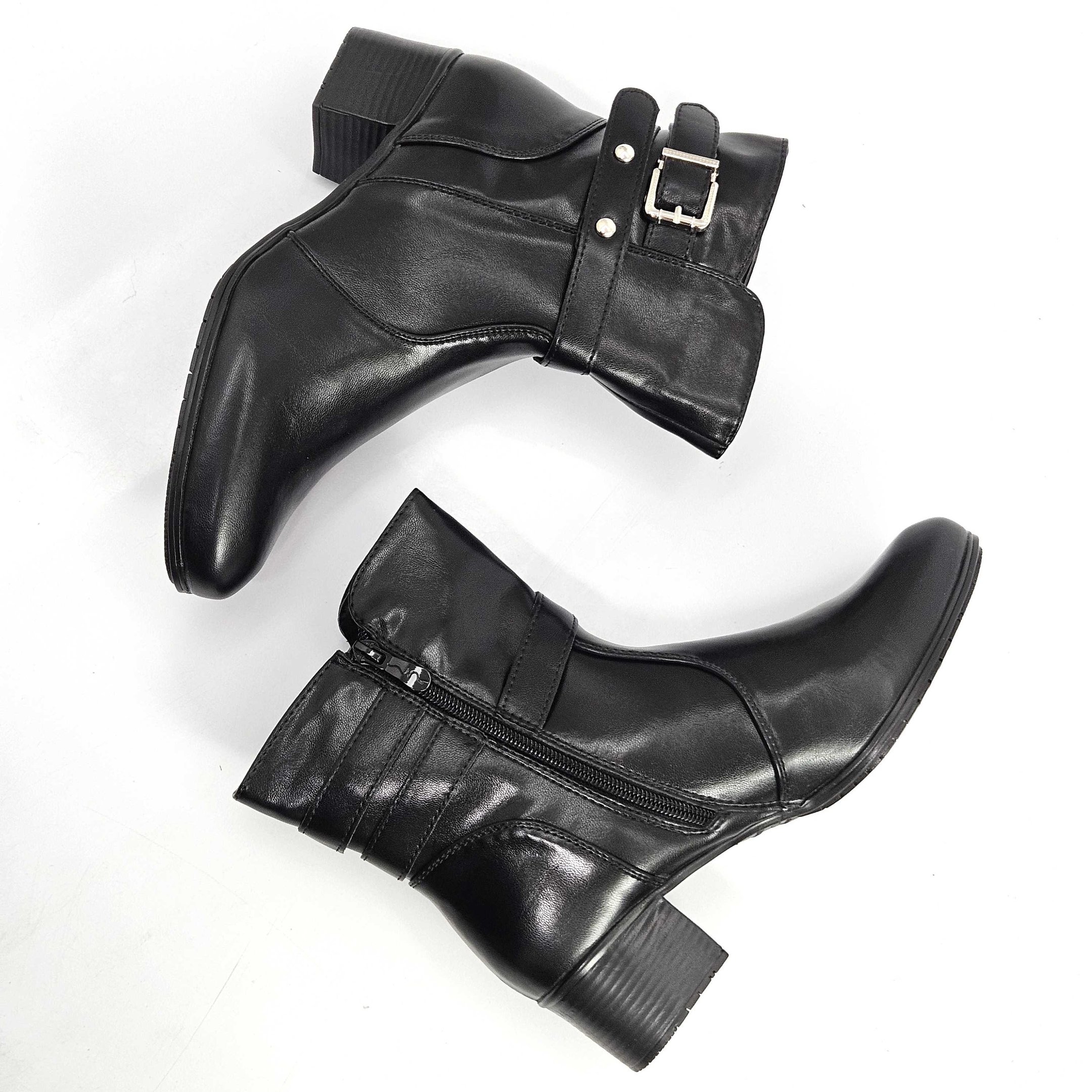 Bota Feminina Mooncity Cano Curto Salto Grosso Preto 2