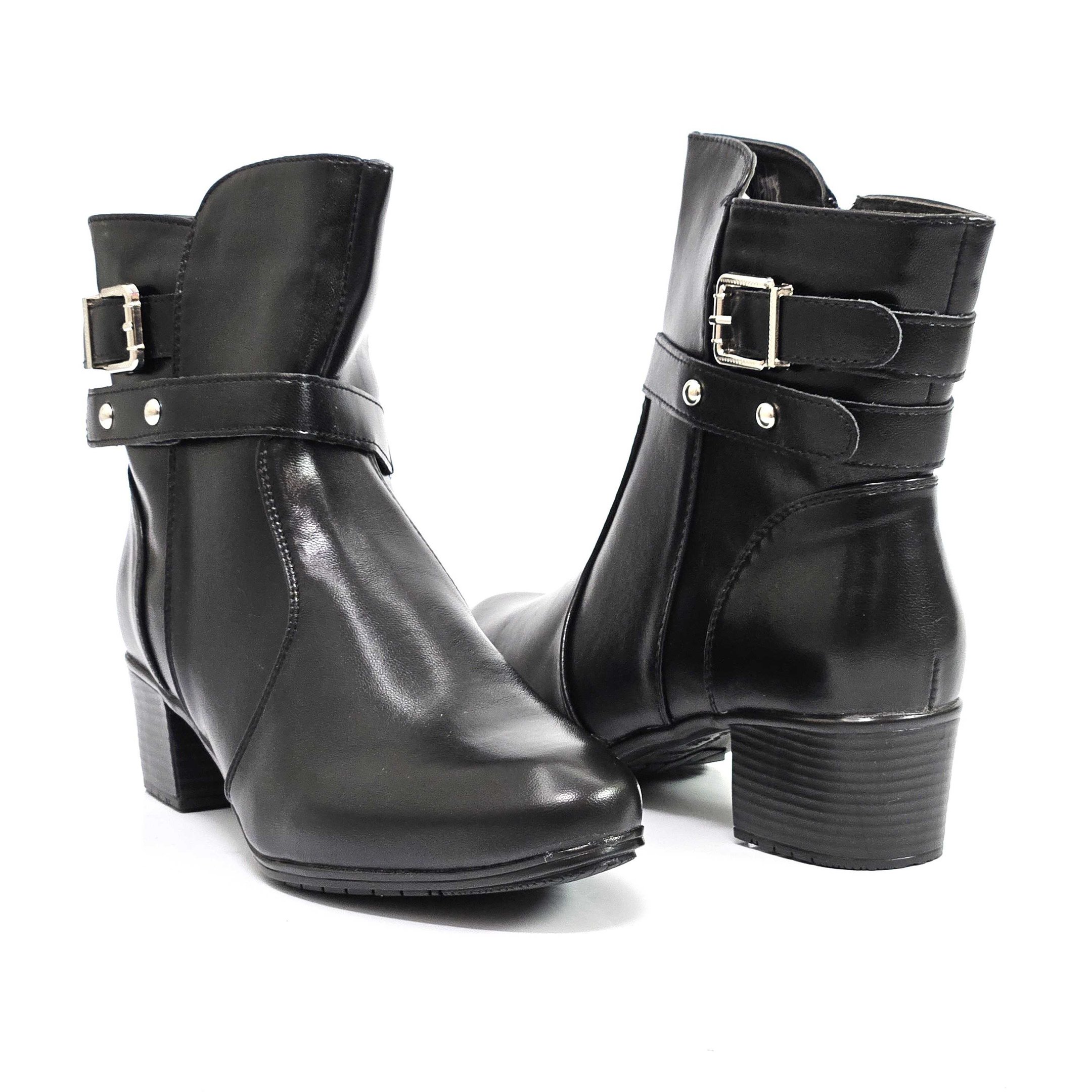 Bota Feminina Mooncity Cano Curto Salto Grosso Preto 3