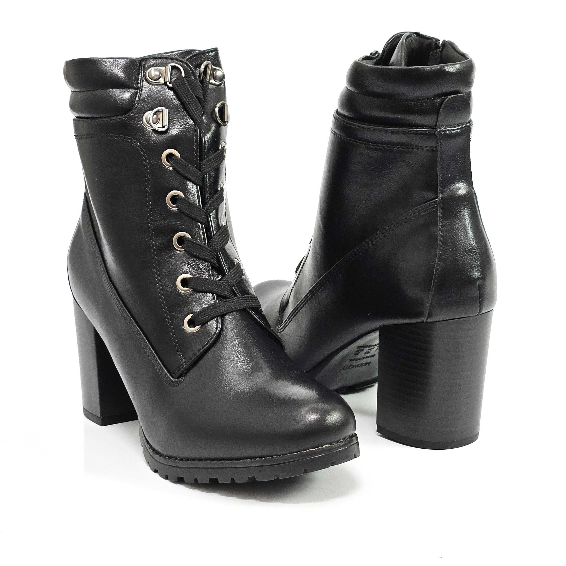Bota Feminina Mooncity Cano Curto Salto Bloco Alto Preto 3