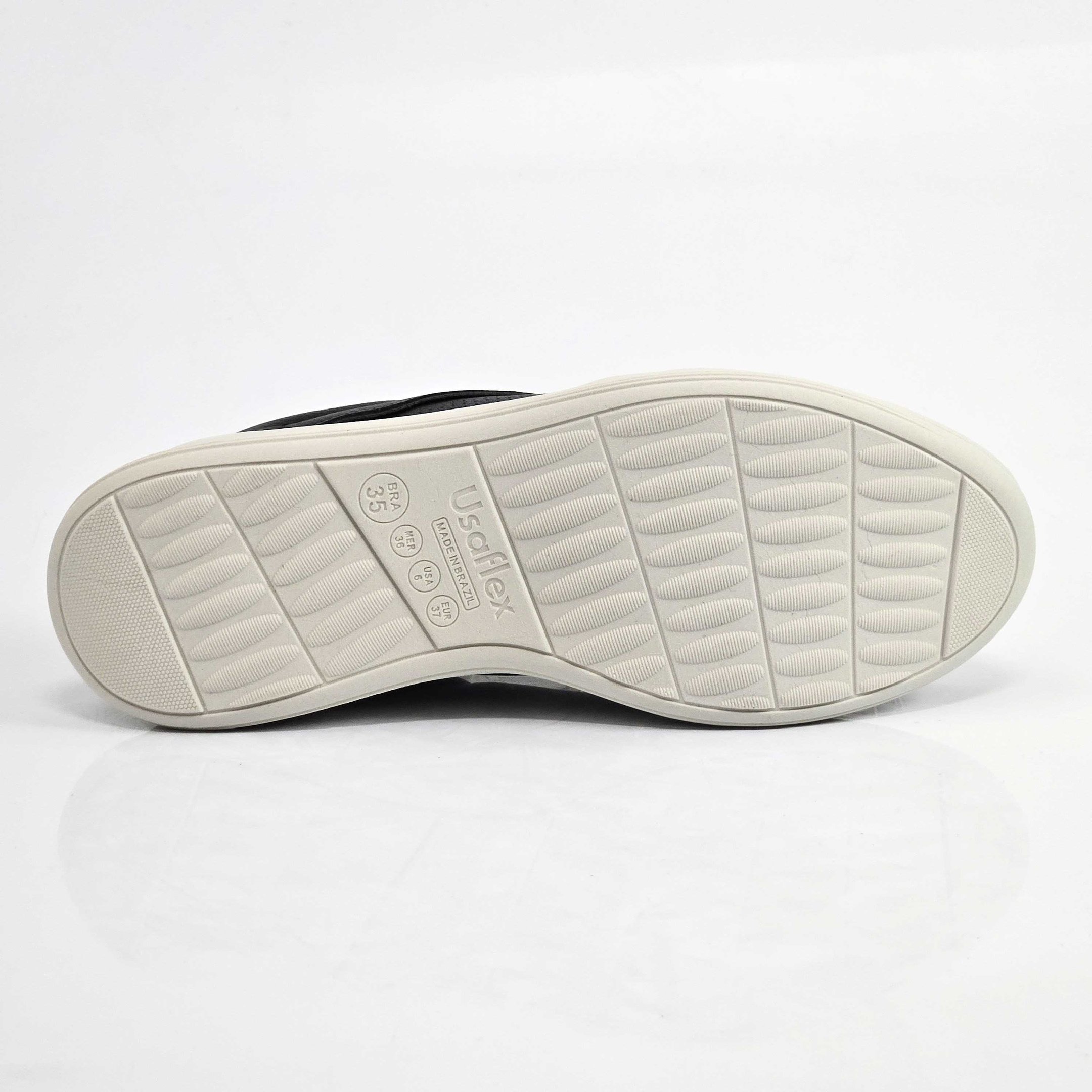 Tênis Feminino Usaflex Calce Fácil Em Couro Preto 4