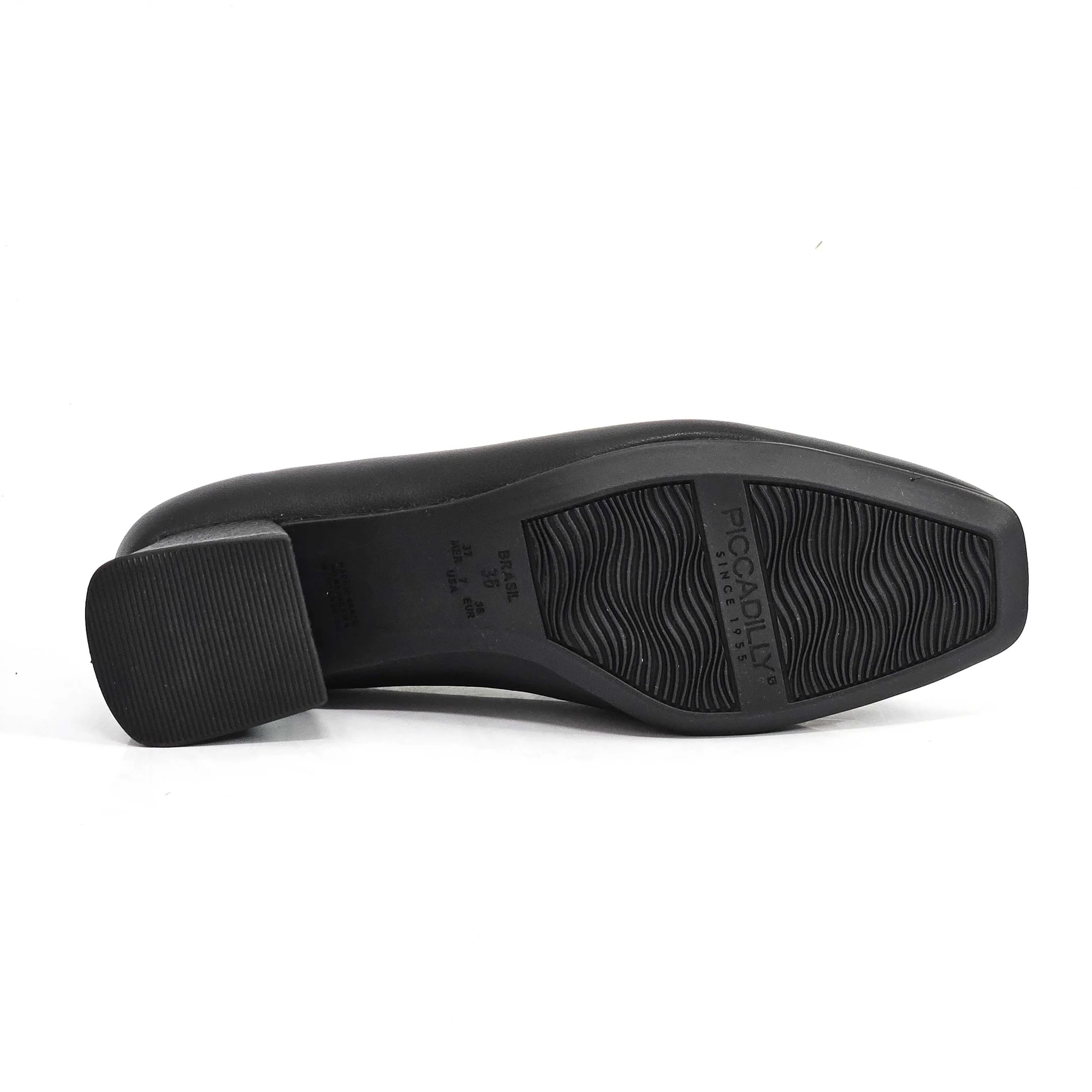Sapato Scarpin Piccadilly Salto Baixo Grosso Detalhe Preto 4