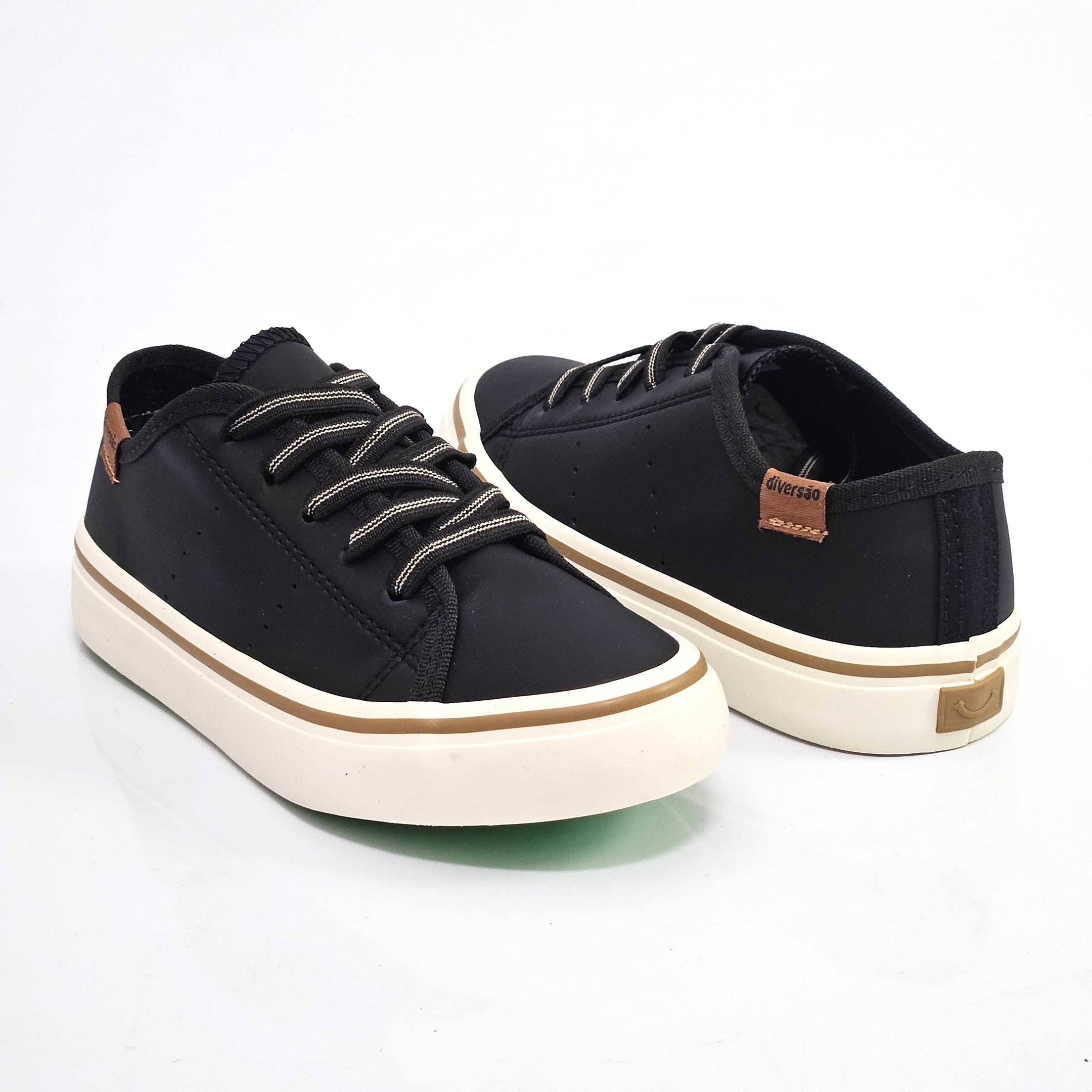 Tênis Infantil Diversão Casual Com Cadarço Preto 3