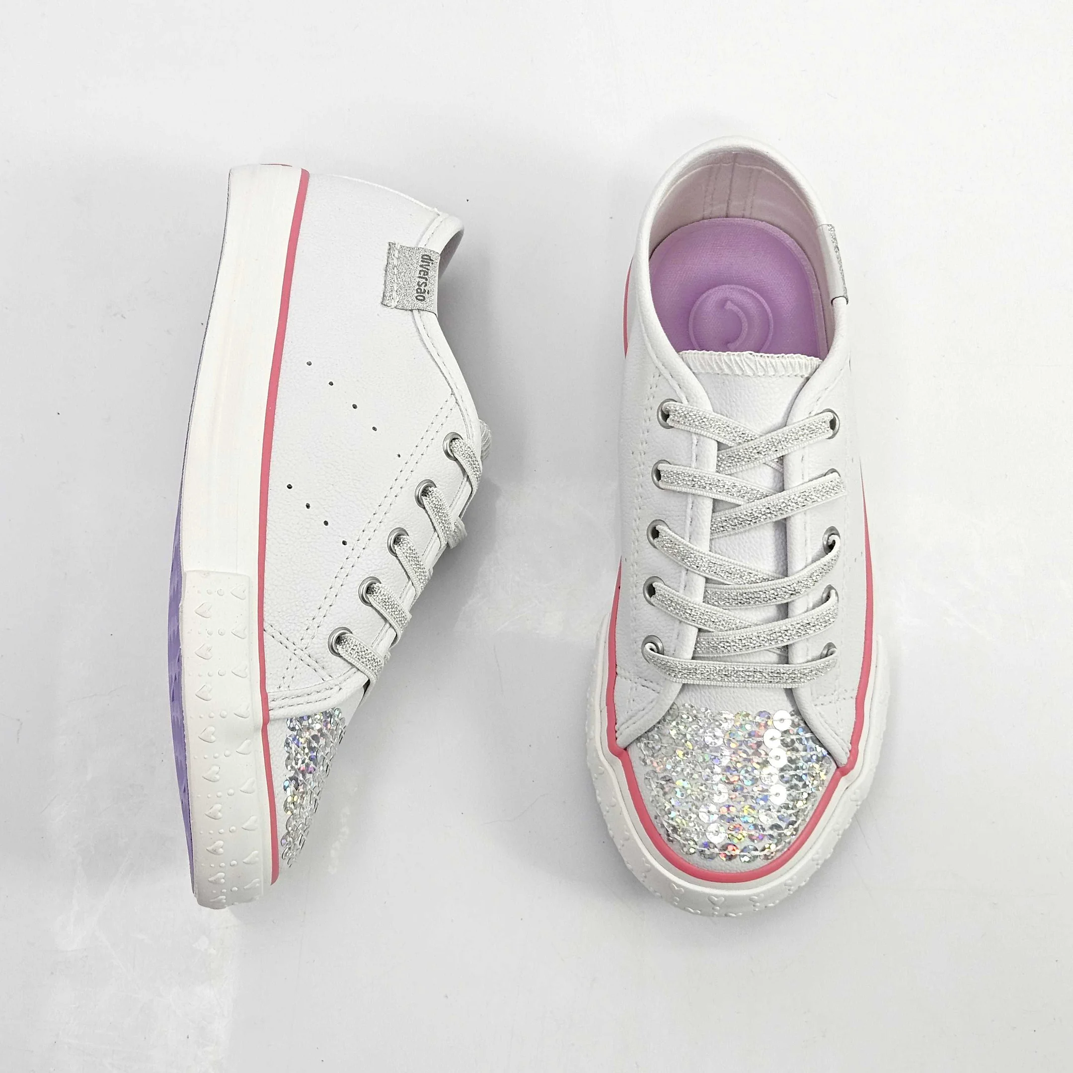 Tênis Infantil Diversão Casual Com Cadarço Branco 2