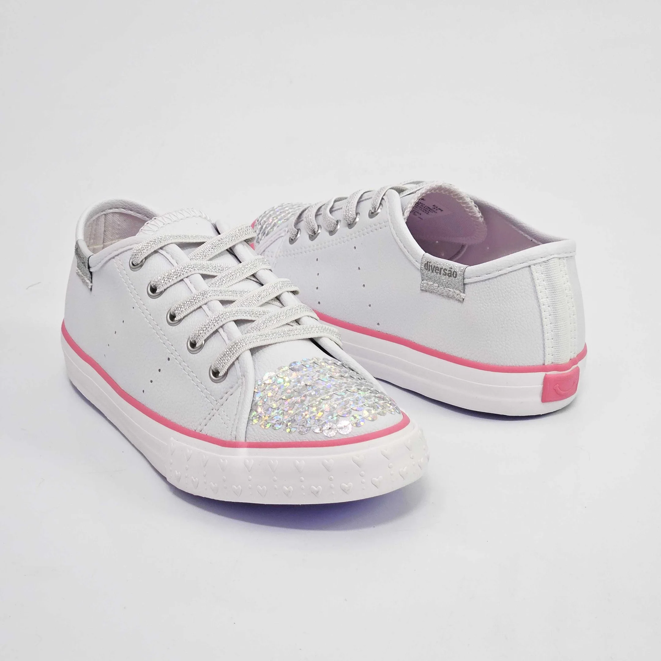 Tênis Infantil Diversão Casual Com Cadarço Branco 3