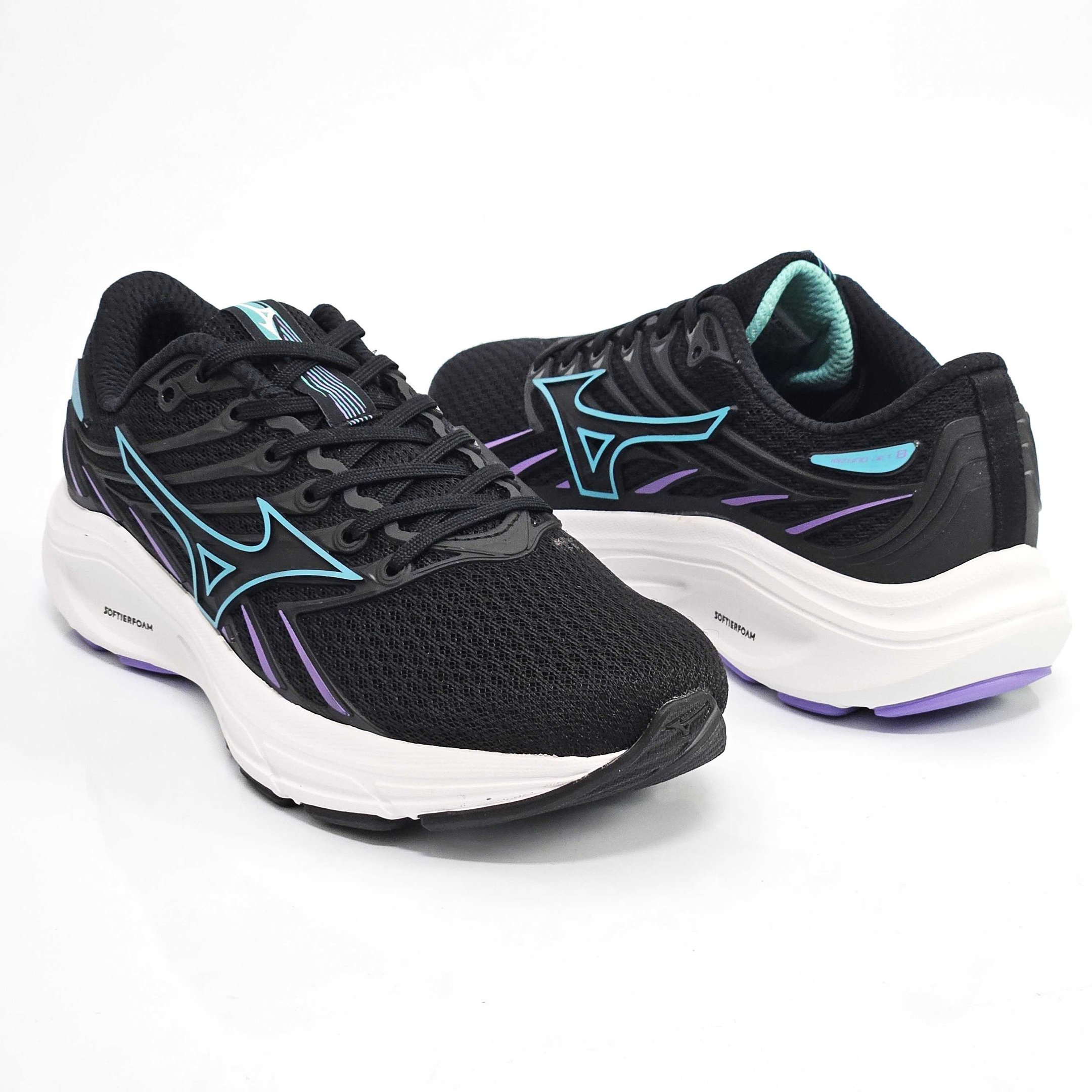 Tênis Esportivo Feminino Mizuno Jet 8 Preto/Azul 3
