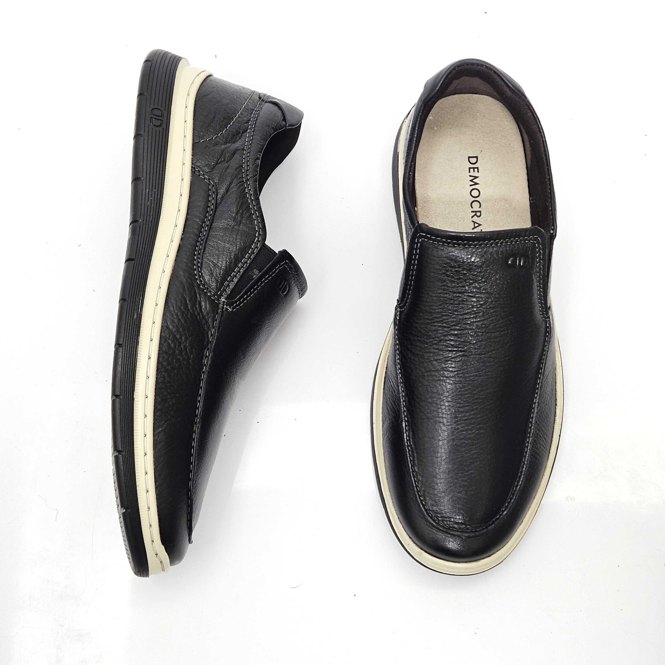 Mocassim Democrata Easy Leave Em Couro Preto 2