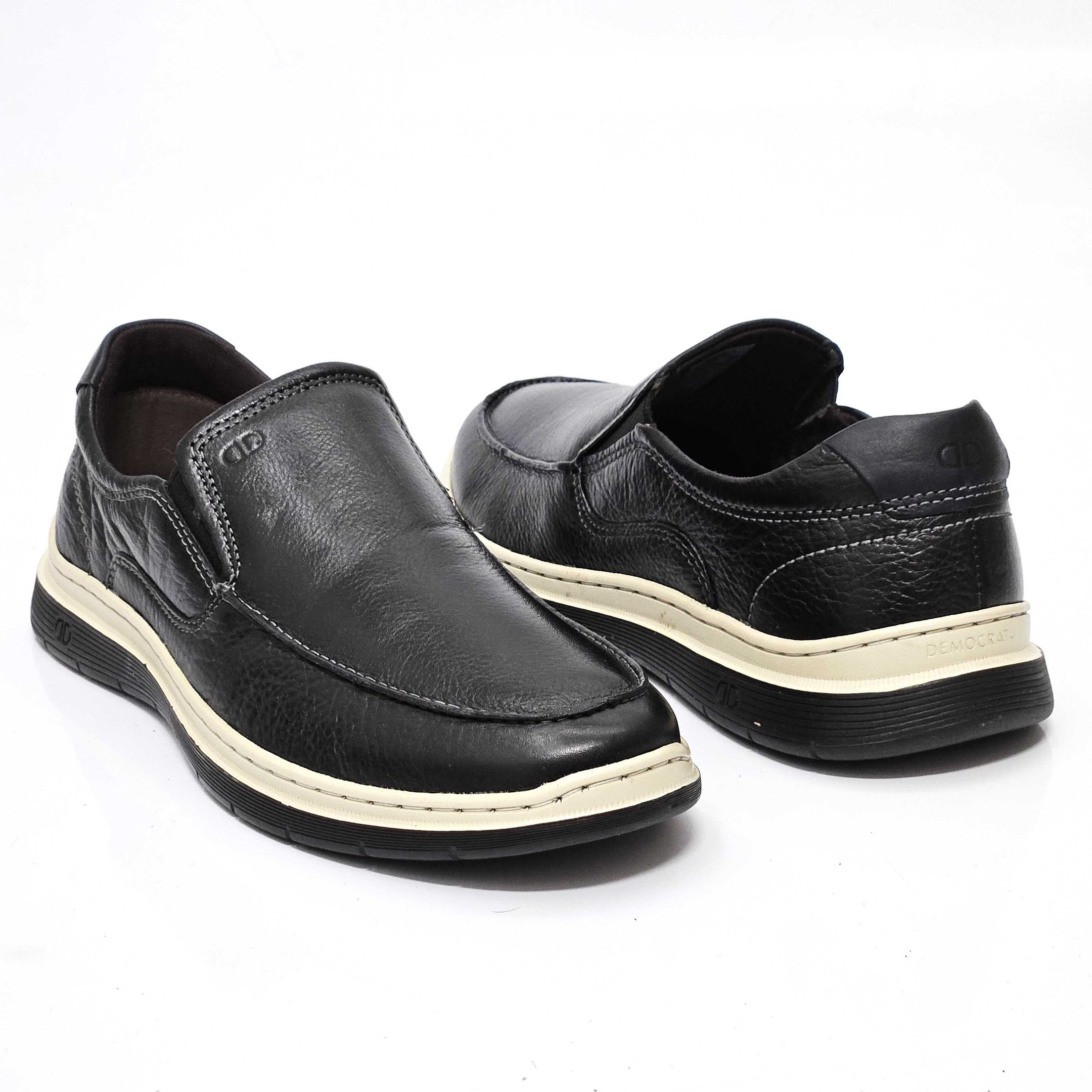 Mocassim Democrata Easy Leave Em Couro Preto 3