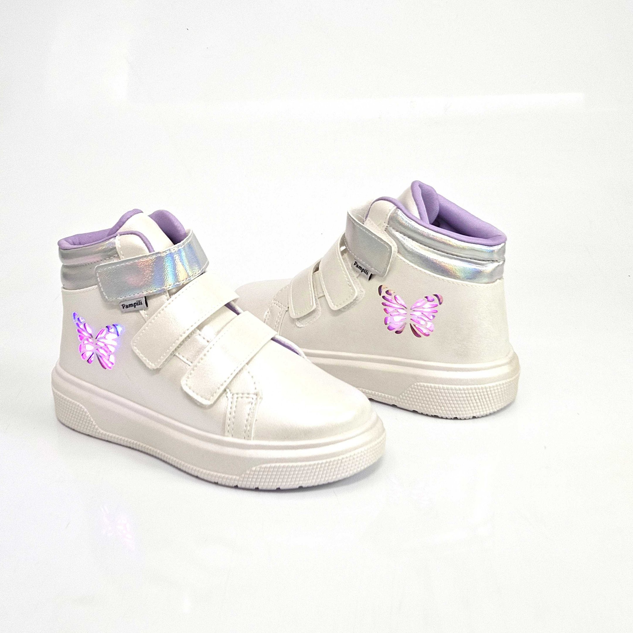 Tênis Infantil Pampili MID Borboleta com Led Branco 2