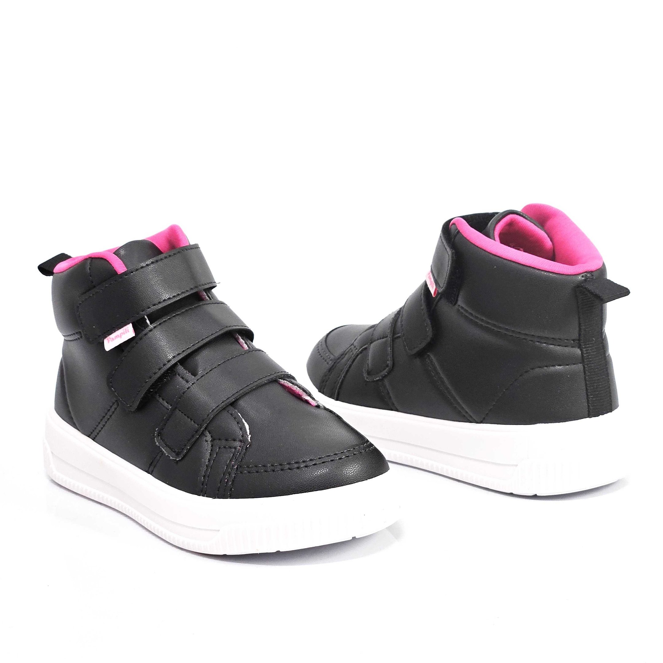 Tênis Infantil Casual Pampili MID Up Preto/Rosa 3