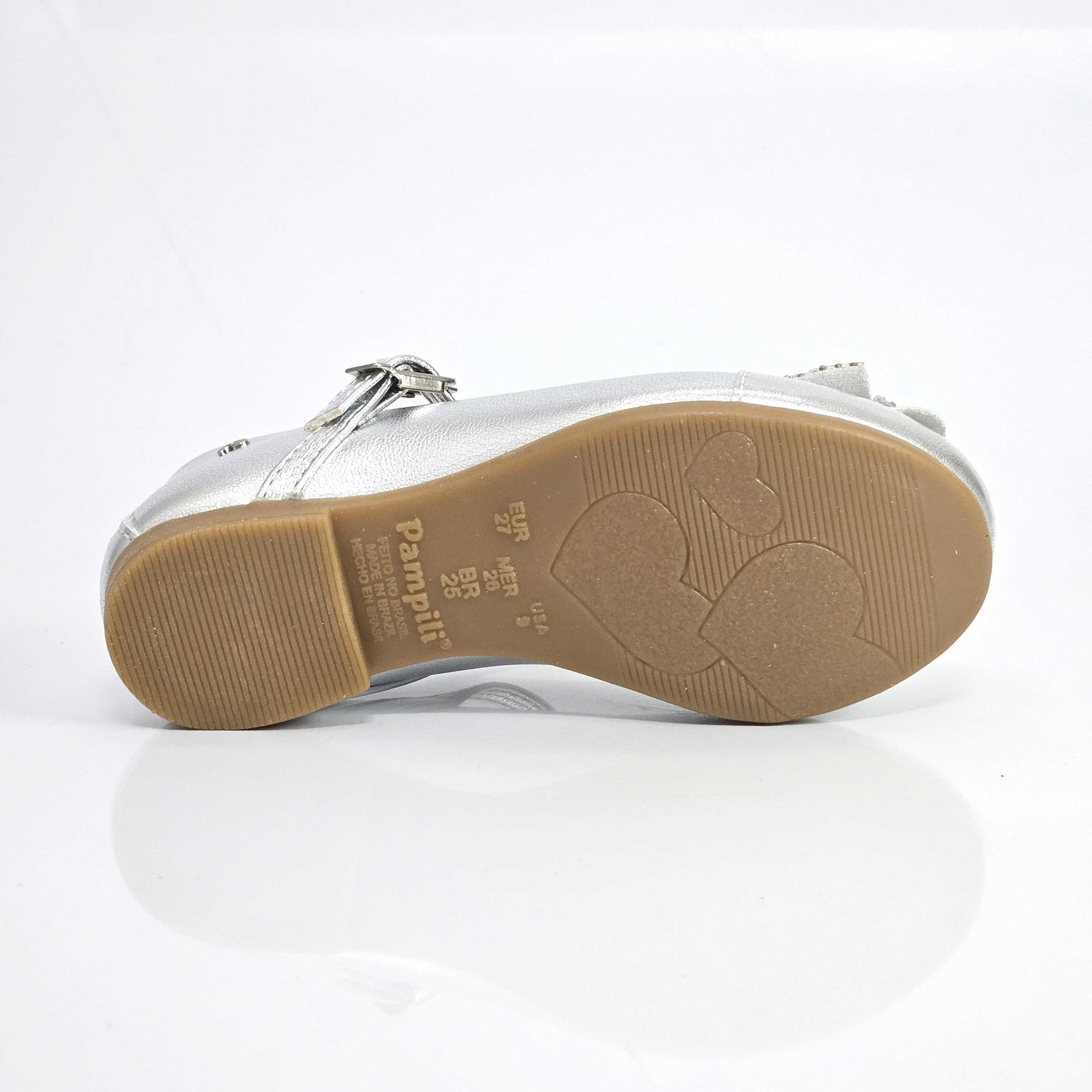 Sapato Infantil Boneca Pampili Angel Com Laço Prata 4