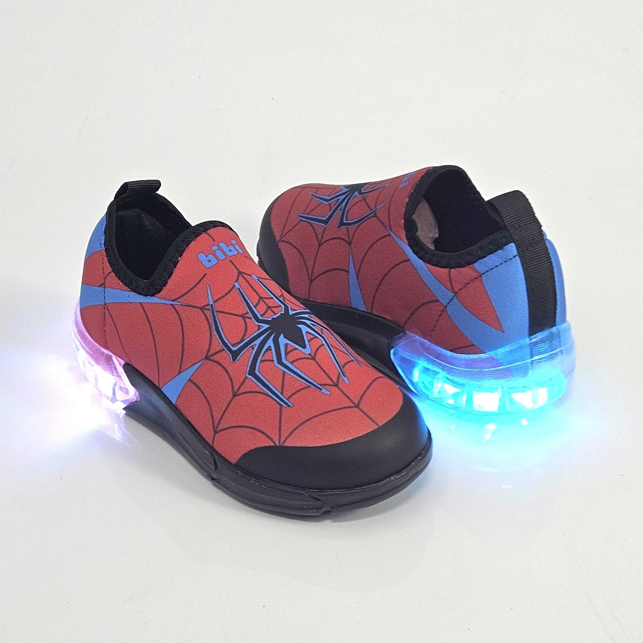 Tênis Infantil Bibi Menino Space LED Aranha Preto/Vermelho 2
